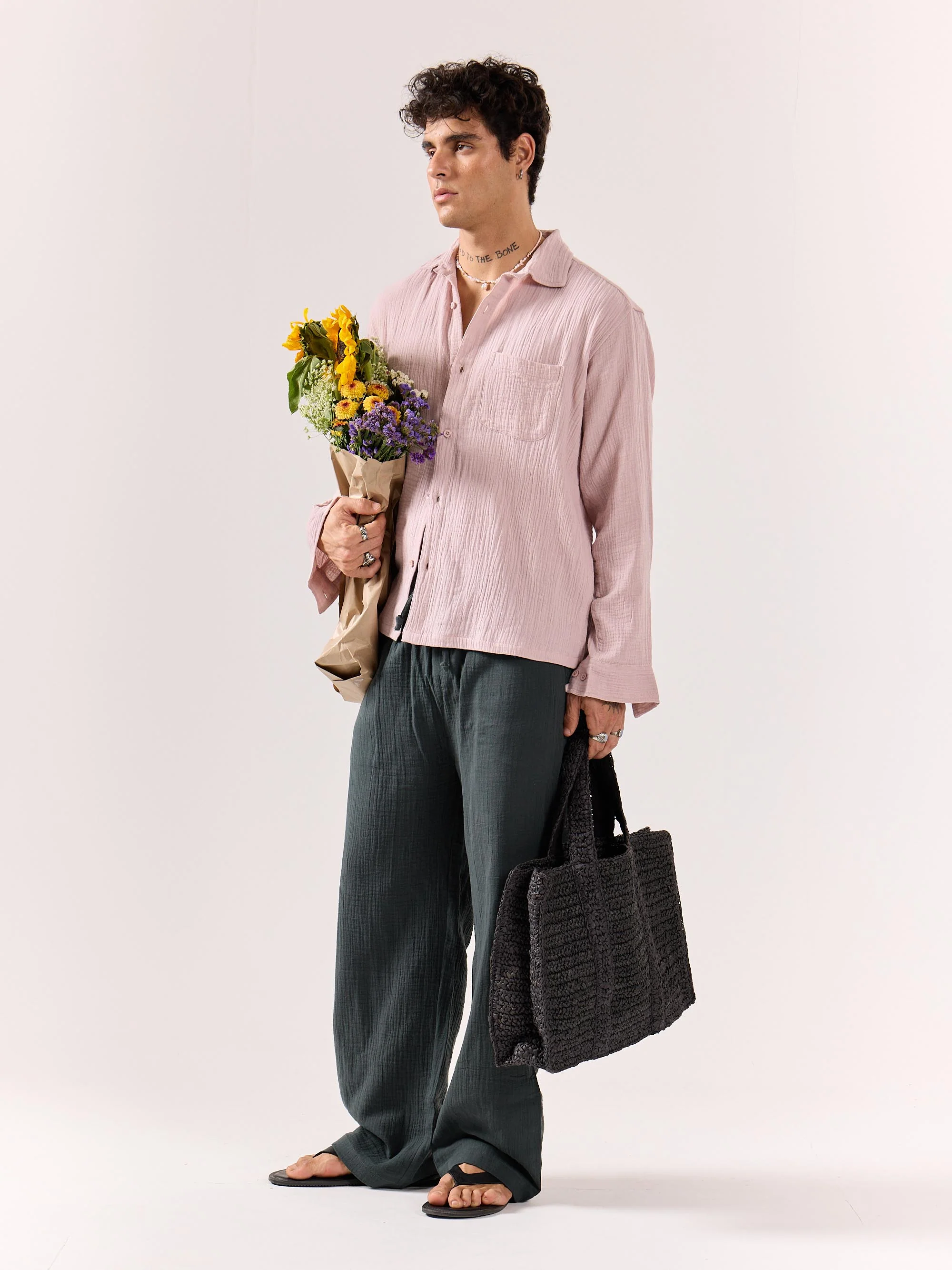 Pale Pink Gauze Holiday Shirt - Image 2