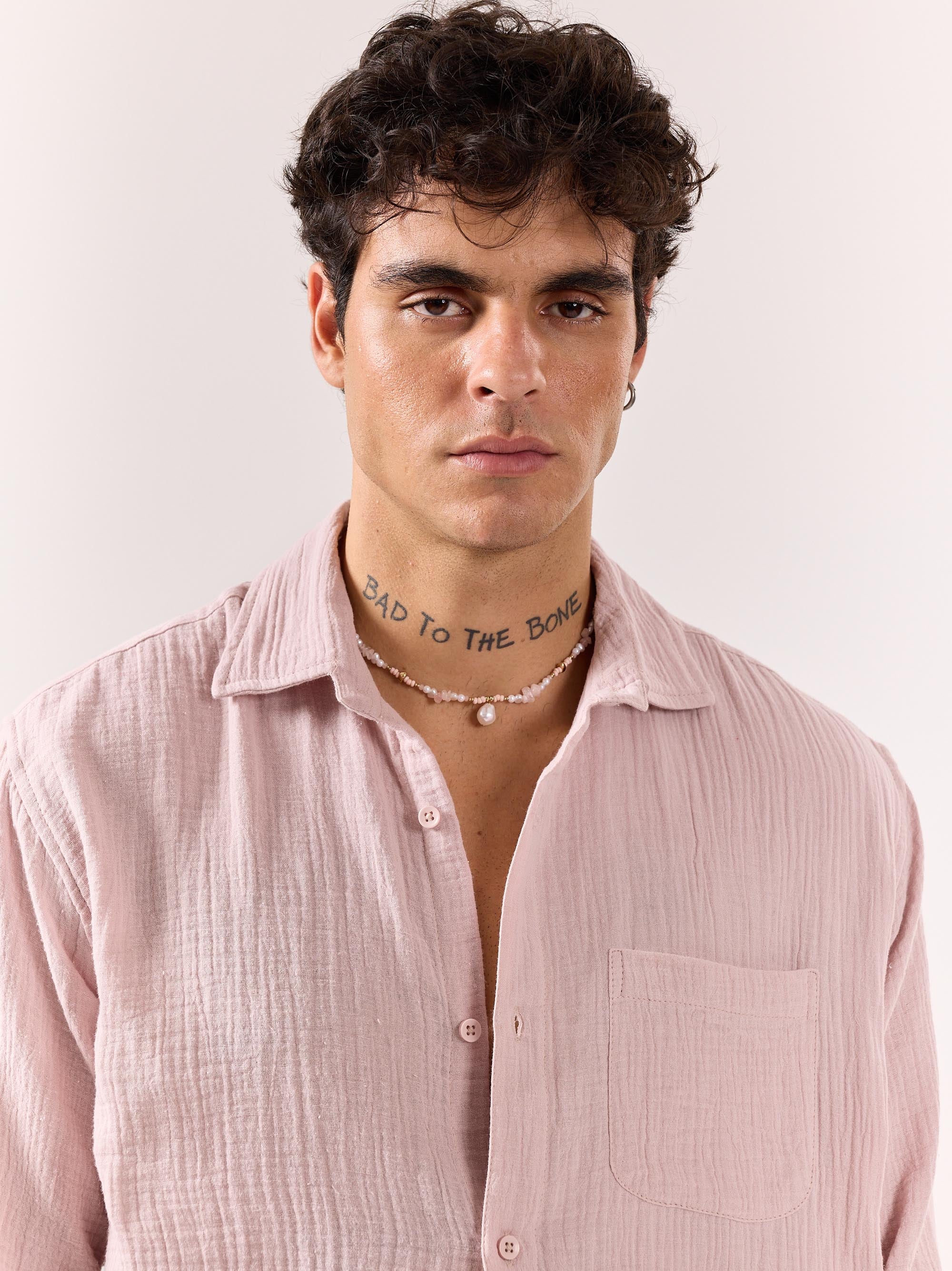 Pale Pink Gauze Holiday Shirt - Image 4