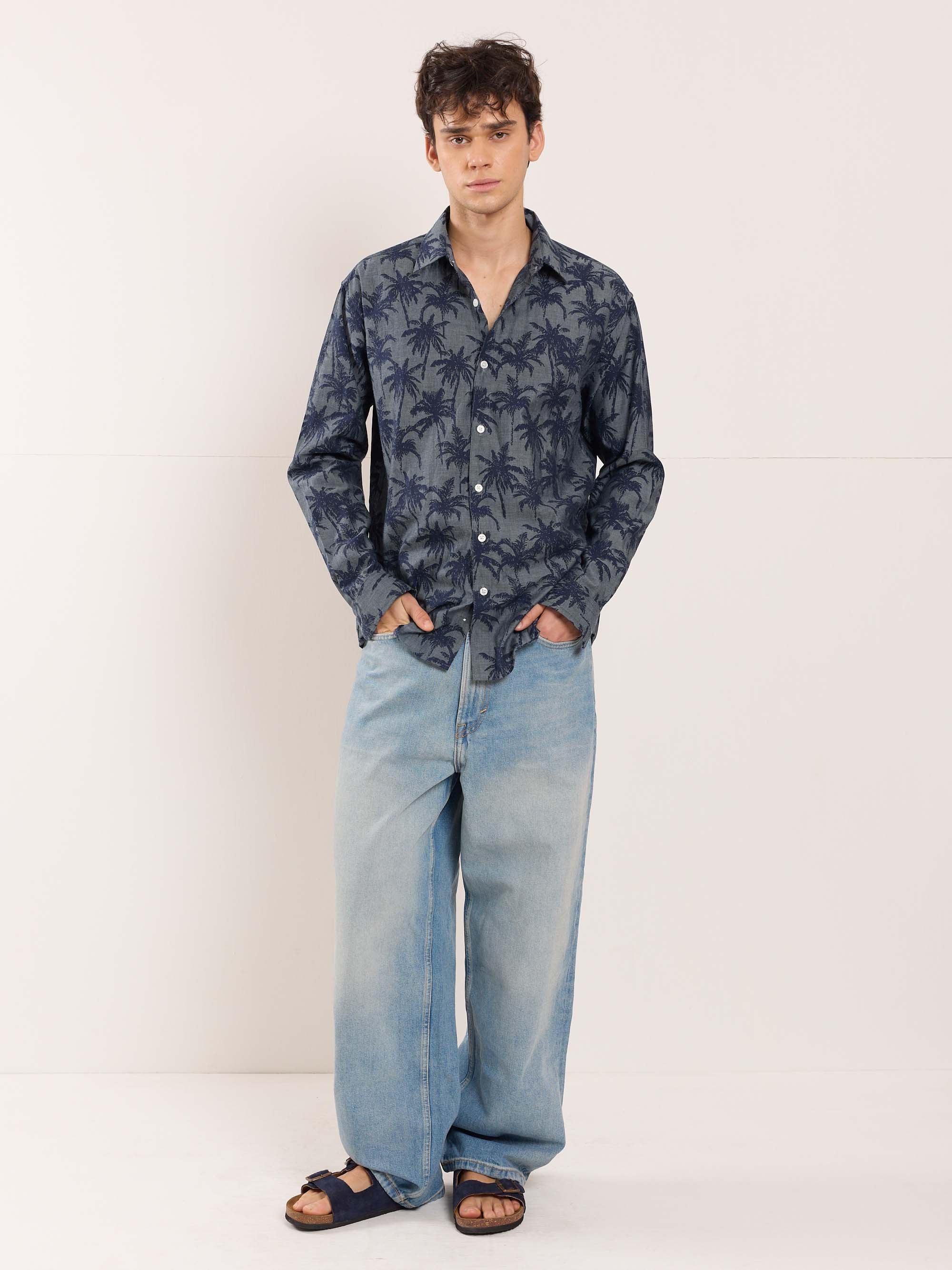 Palm Printed Chambray Shirt - Image 2