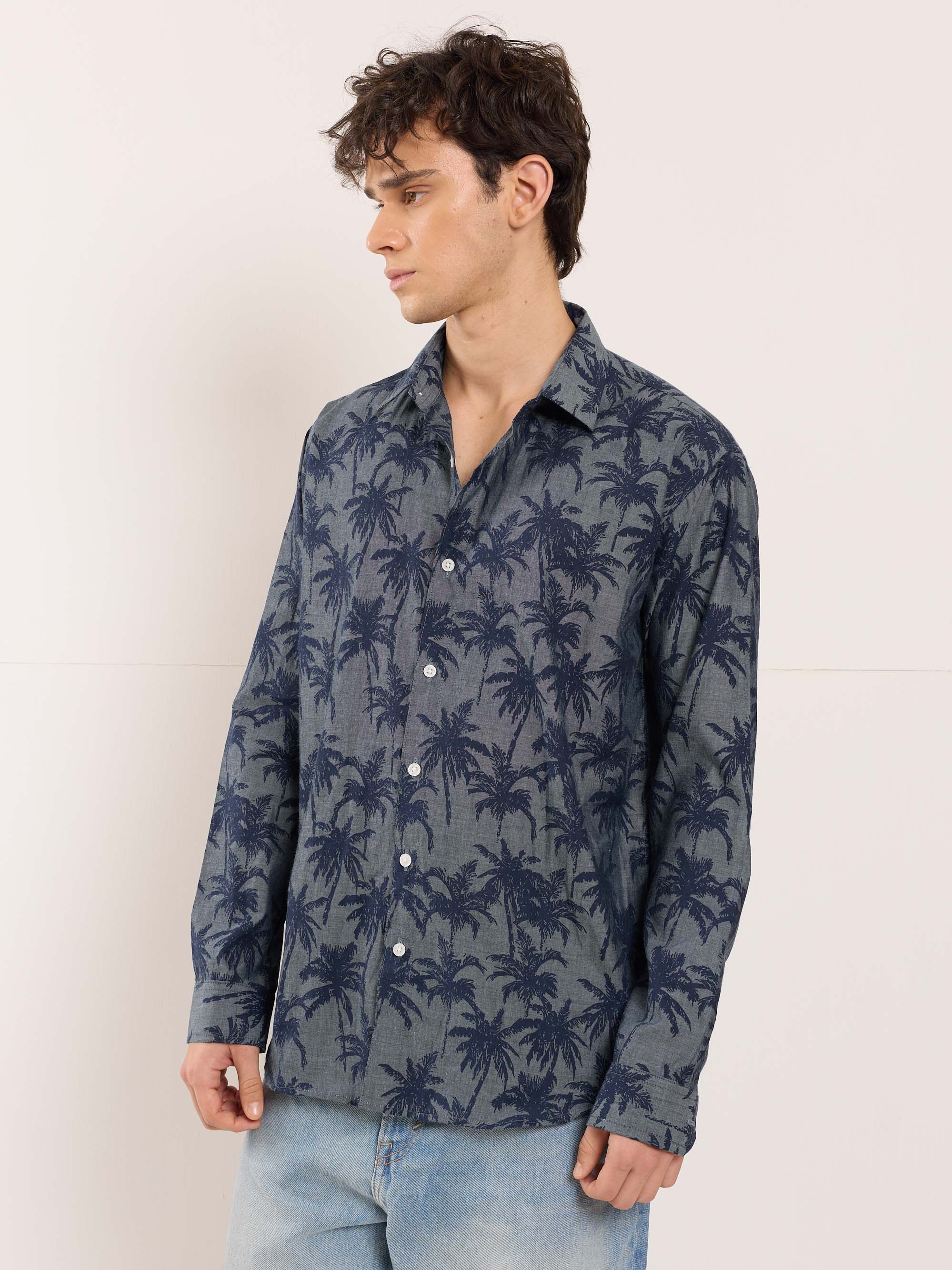 Palm Printed Chambray Shirt - Image 4
