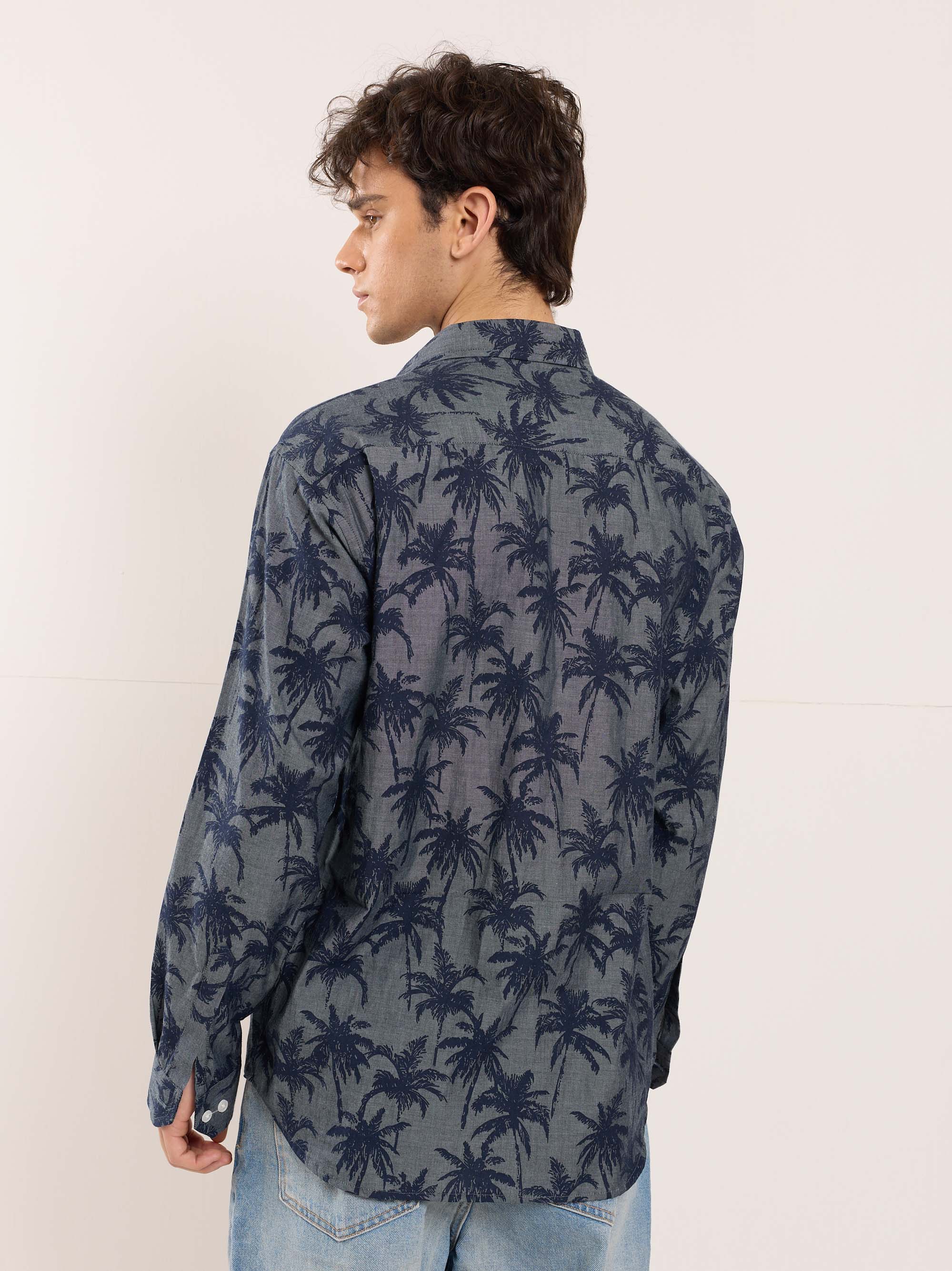 Palm Printed Chambray Shirt - Image 6
