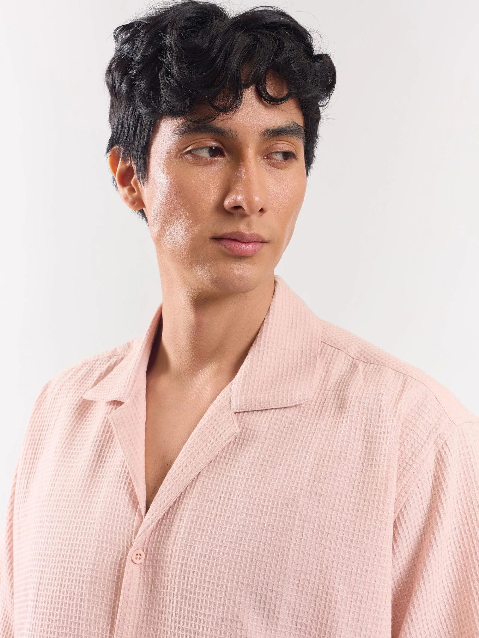 Peach Dobby Textured Shirt - Image 3