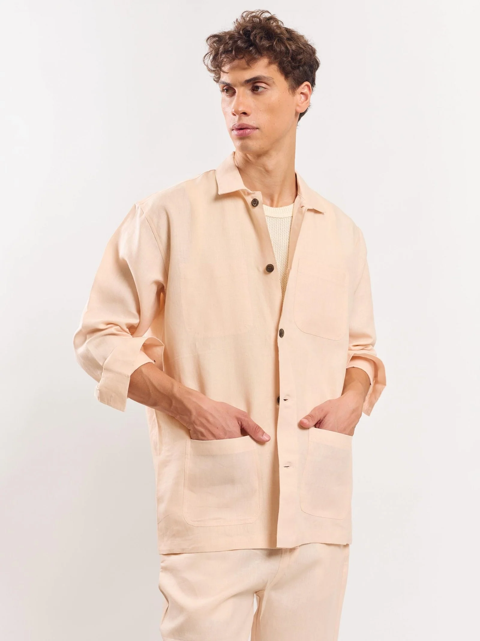 Peach Linen Shacket - Image 3