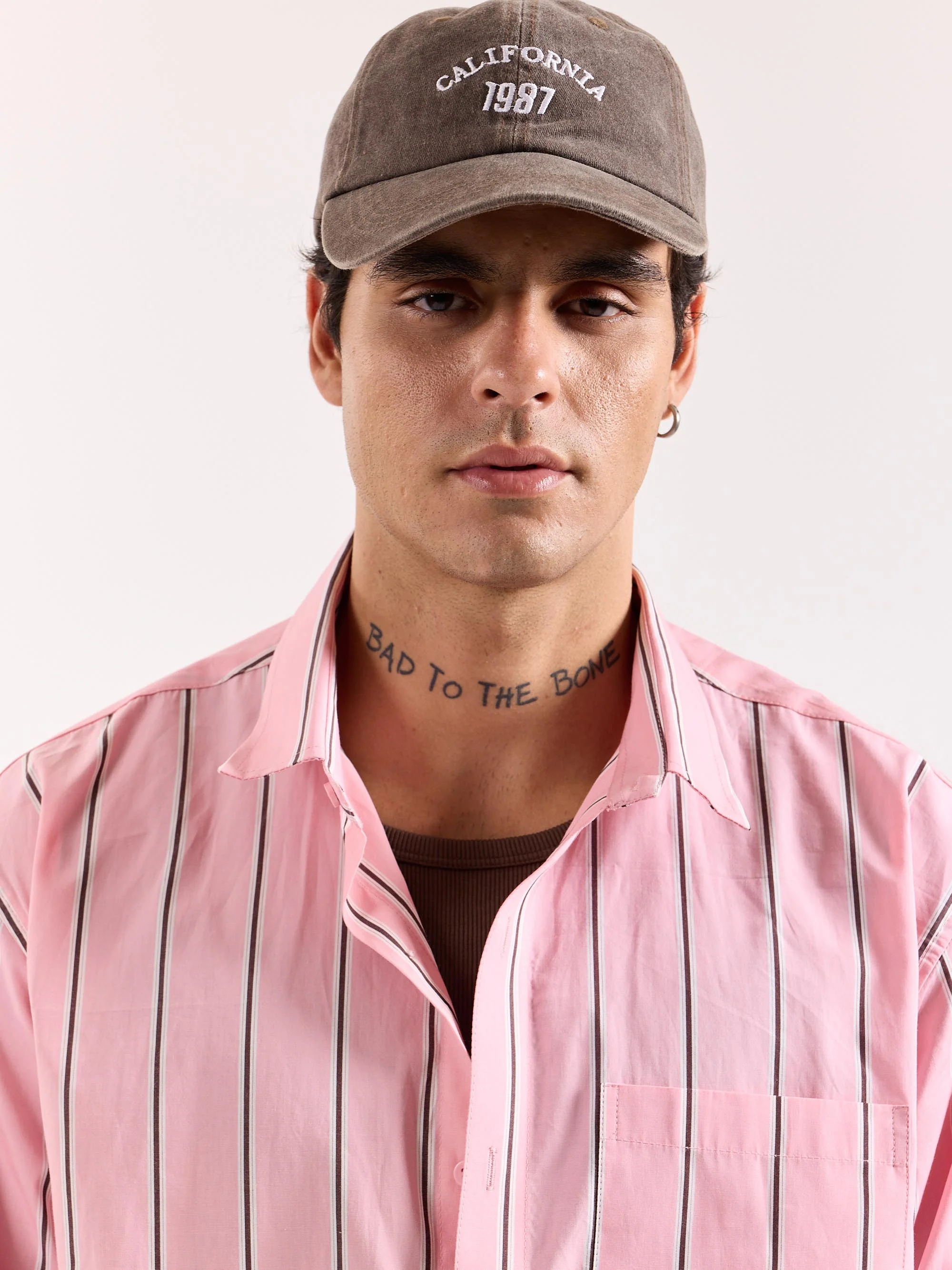 Pink & Brown Striped Poplin Oversized Shirt - Image 5