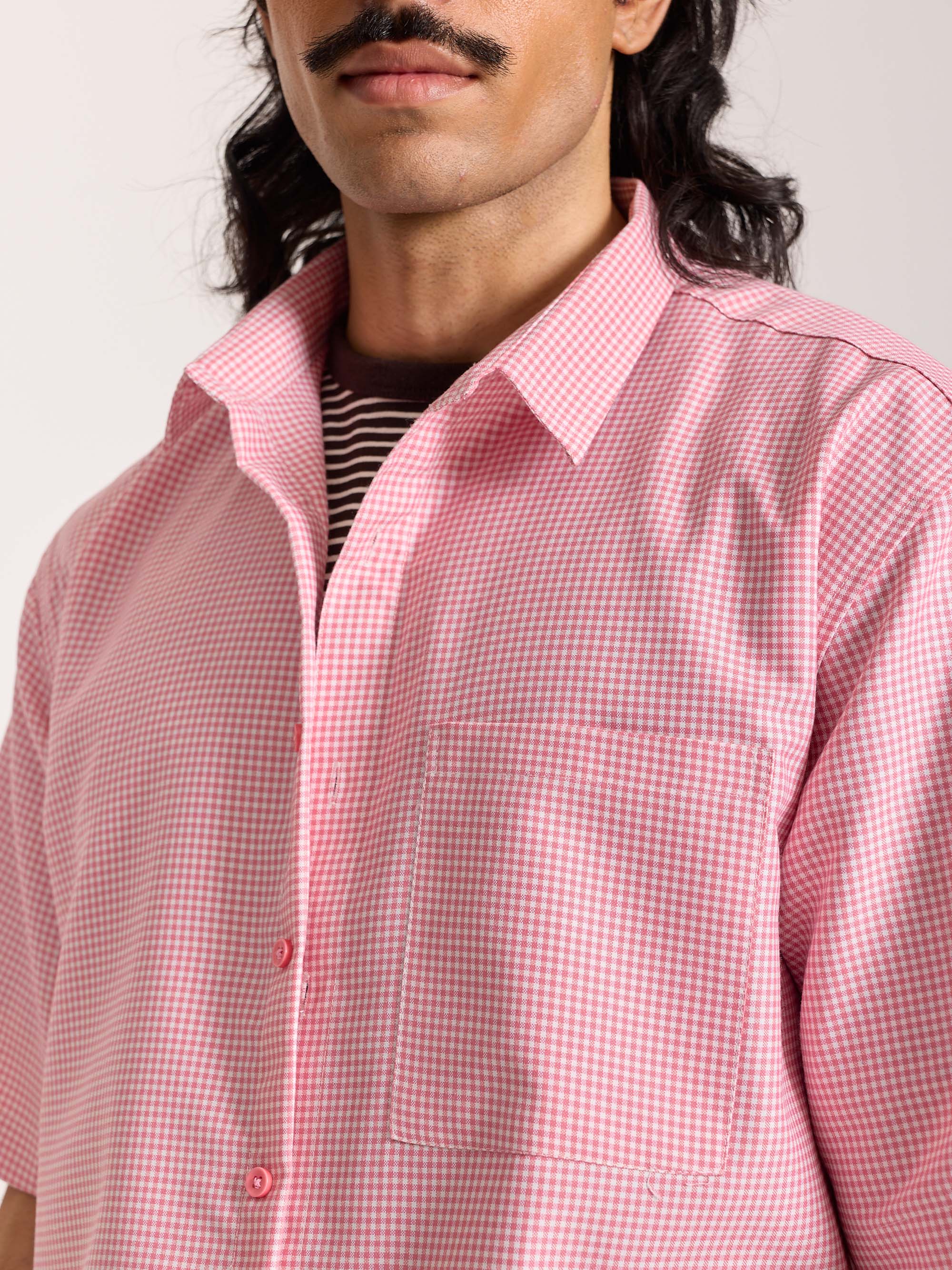 Pink Checkered Cropped Shirt - Image 5