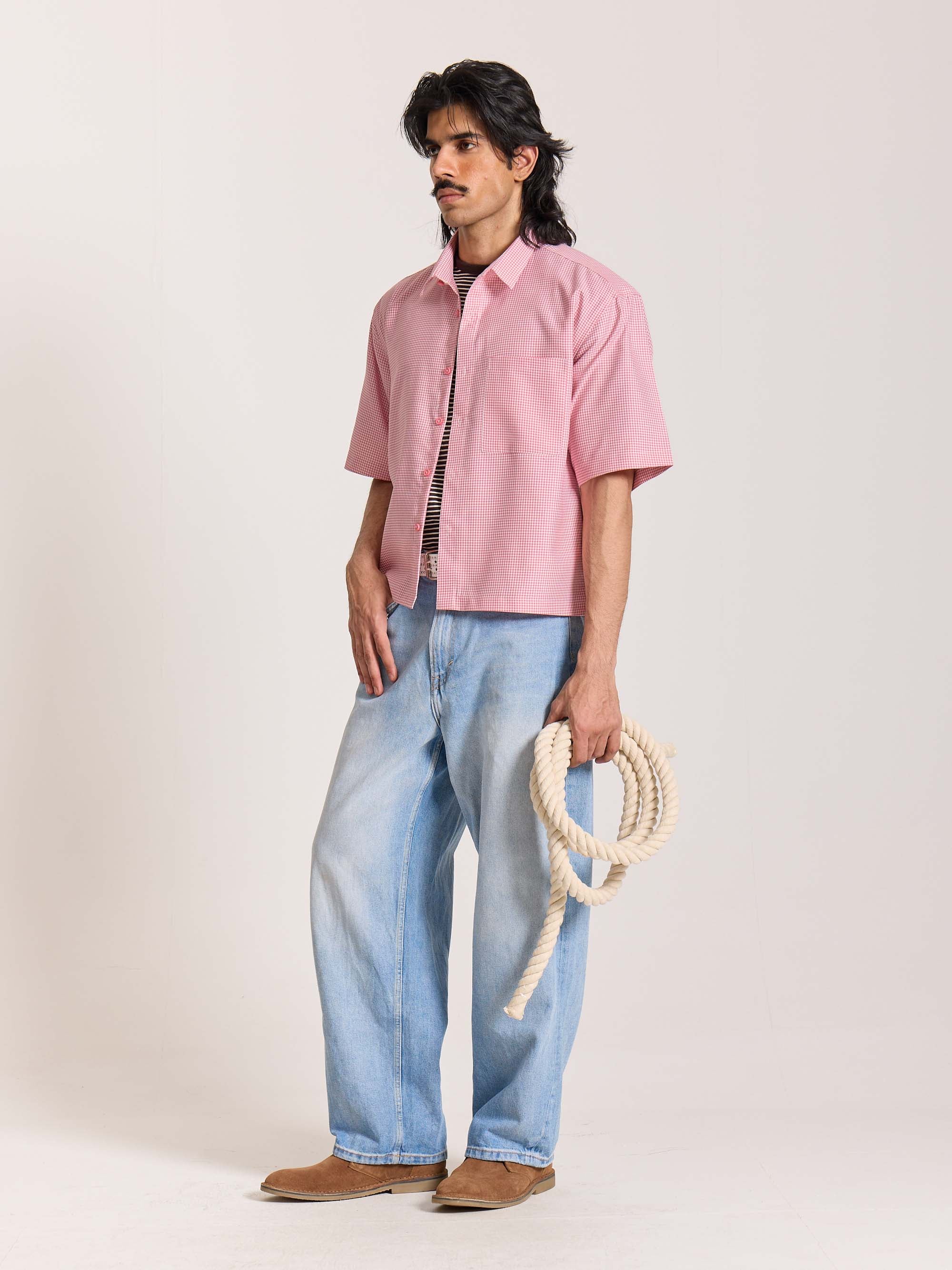 Pink Checkered Cropped Shirt - Image 7