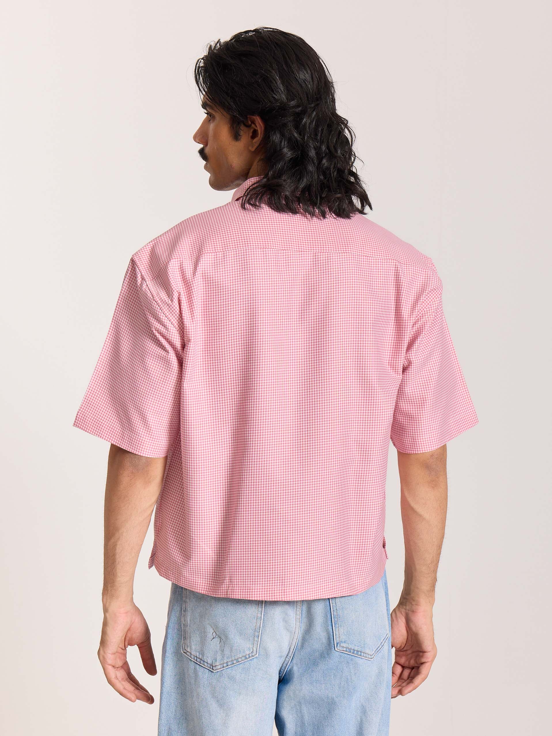 Pink Checkered Cropped Shirt - Image 8