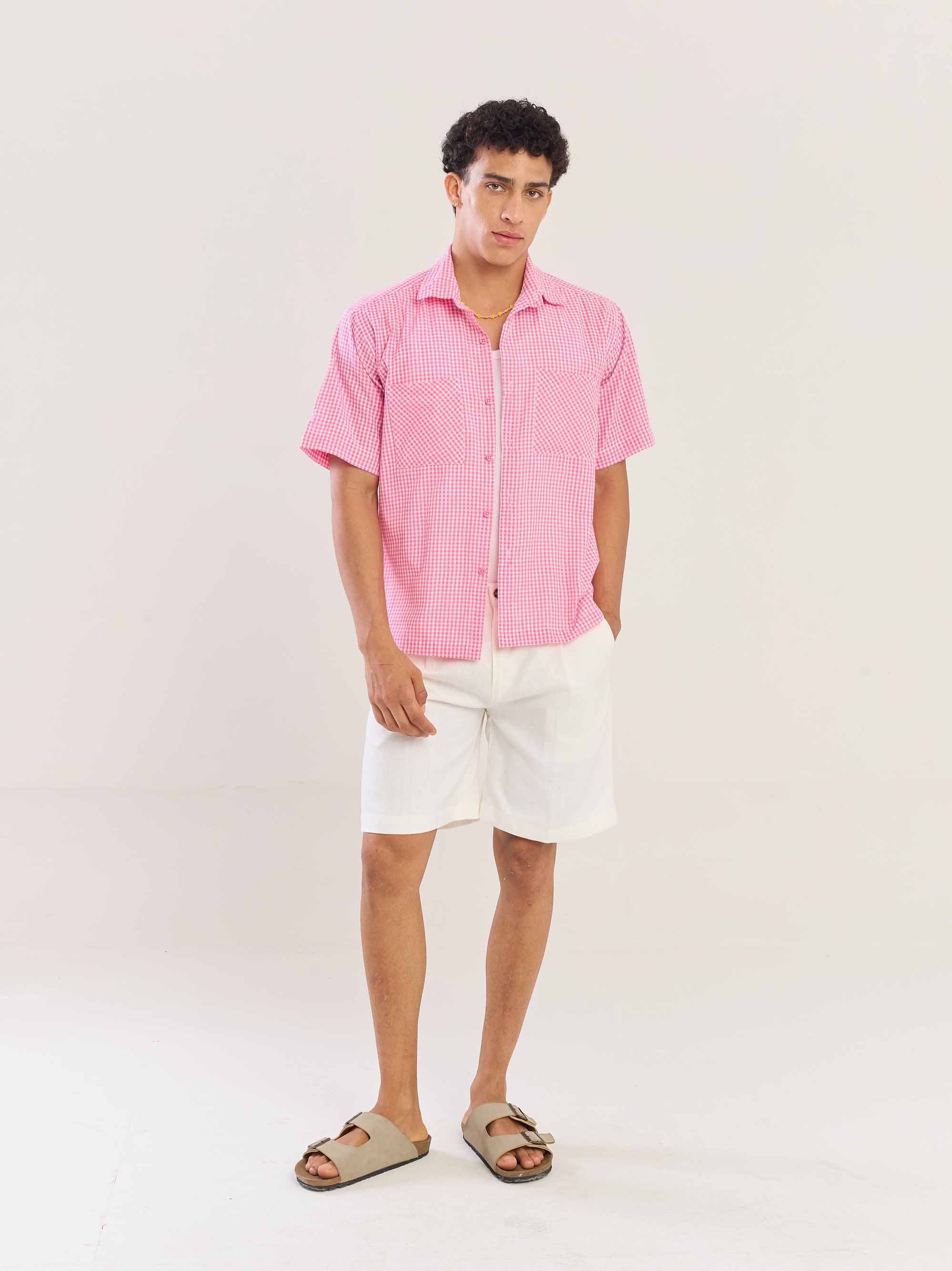 Pink Gingham Seersucker Shirt - Image 2