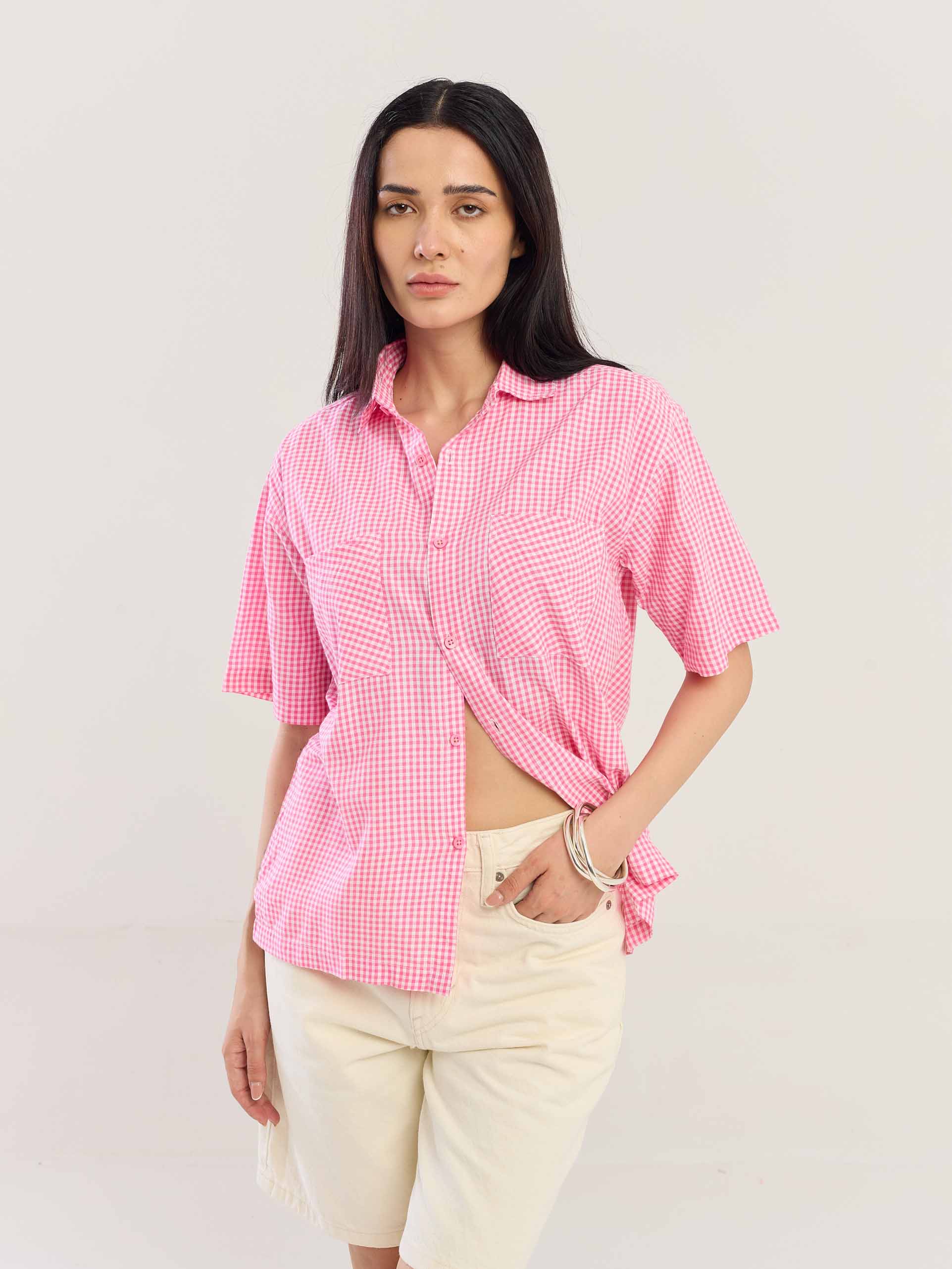 Pink Gingham Seersucker Shirt - Image 3