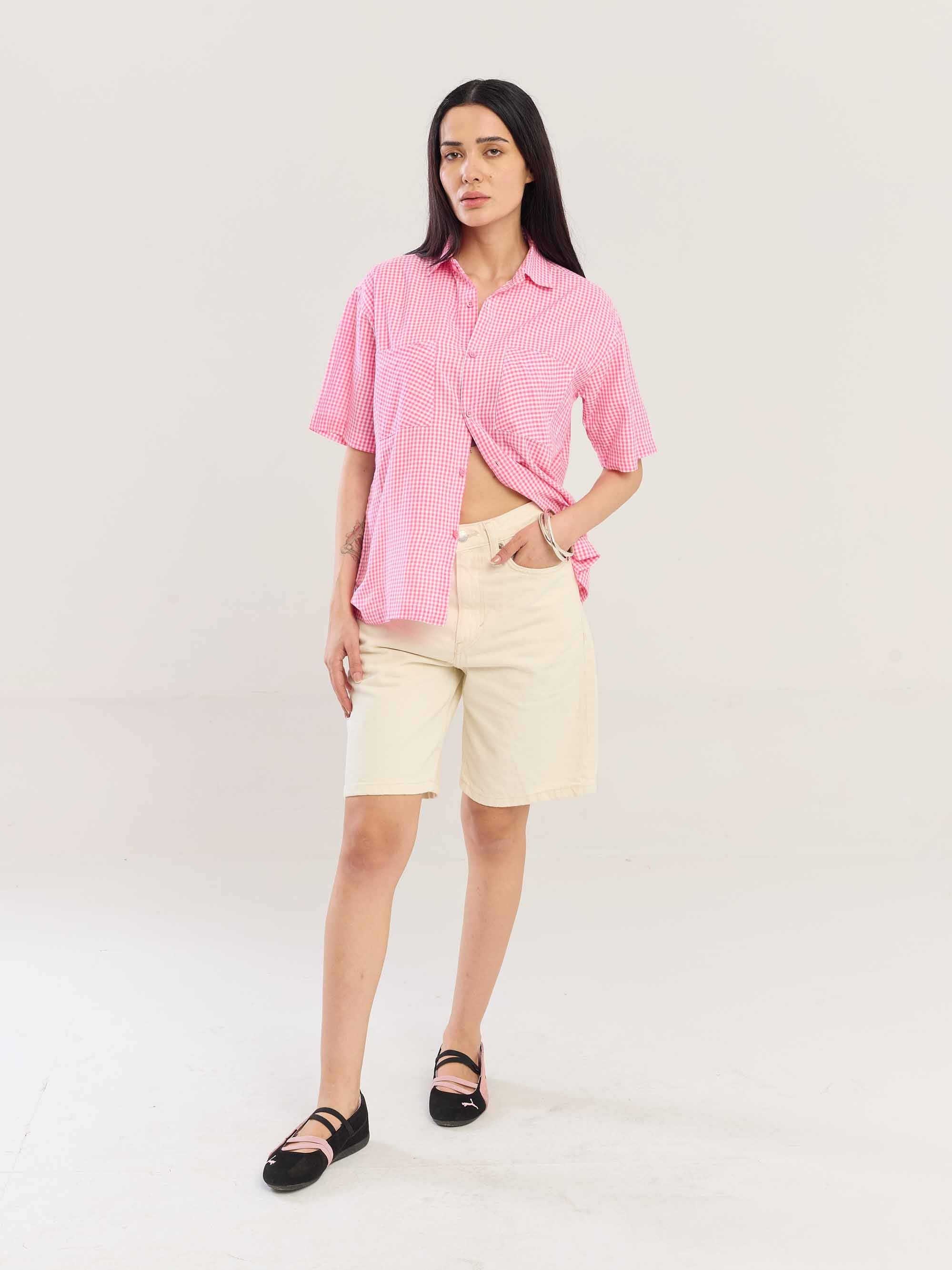 Pink Gingham Seersucker Shirt - Image 4