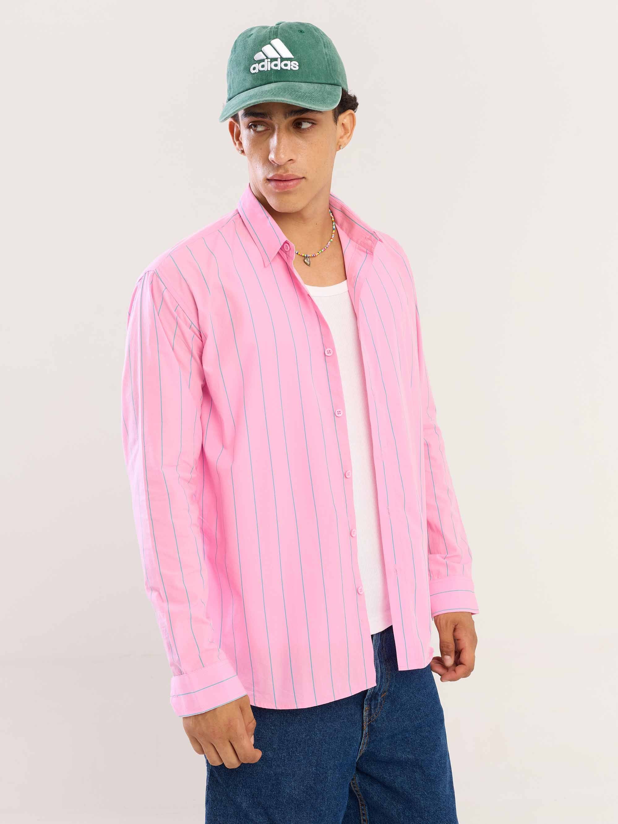 Pink & Green Striped Poplin Shirt - Image 5