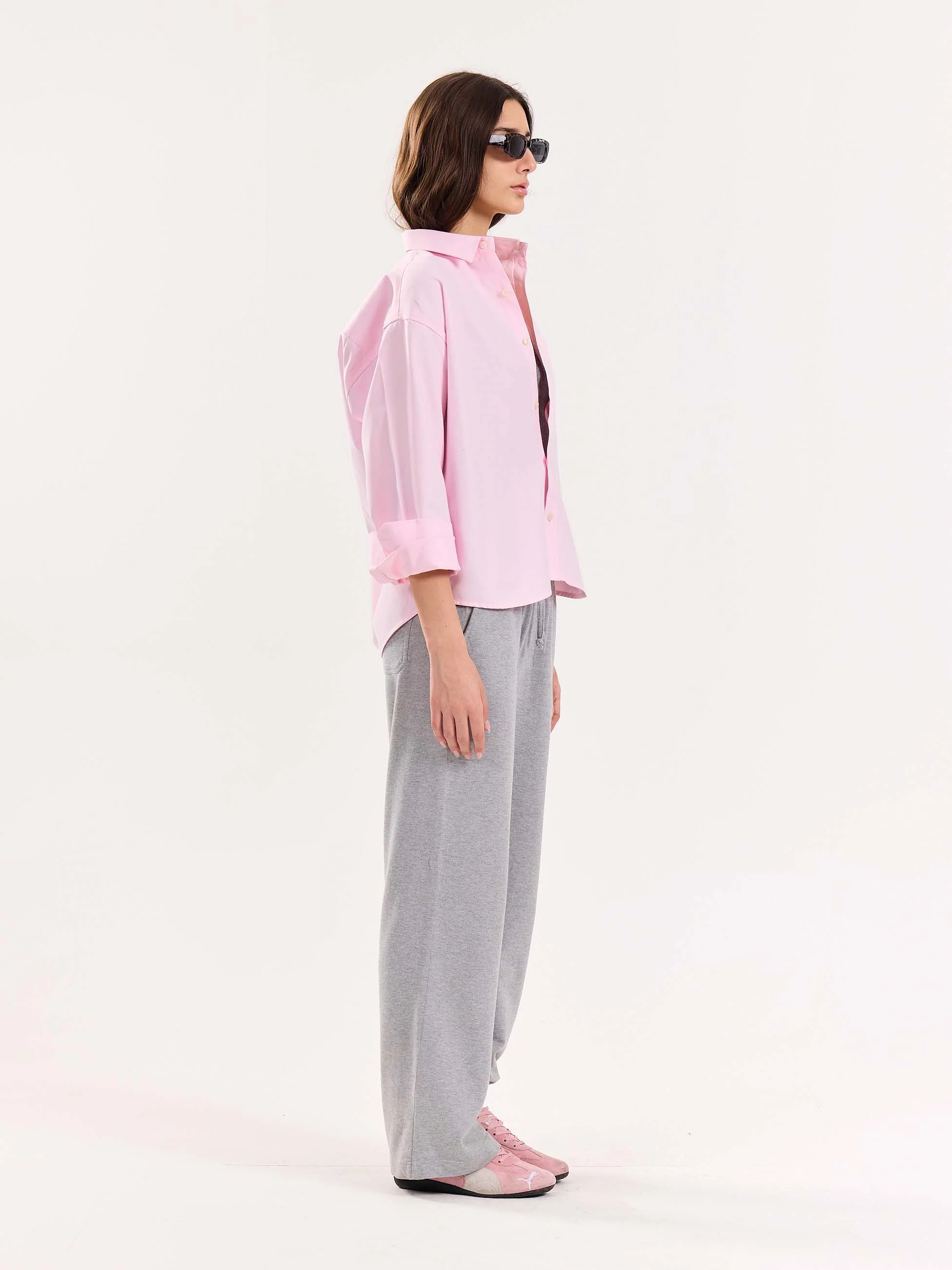 Pink Oversized Cropped Shirt - Image 5