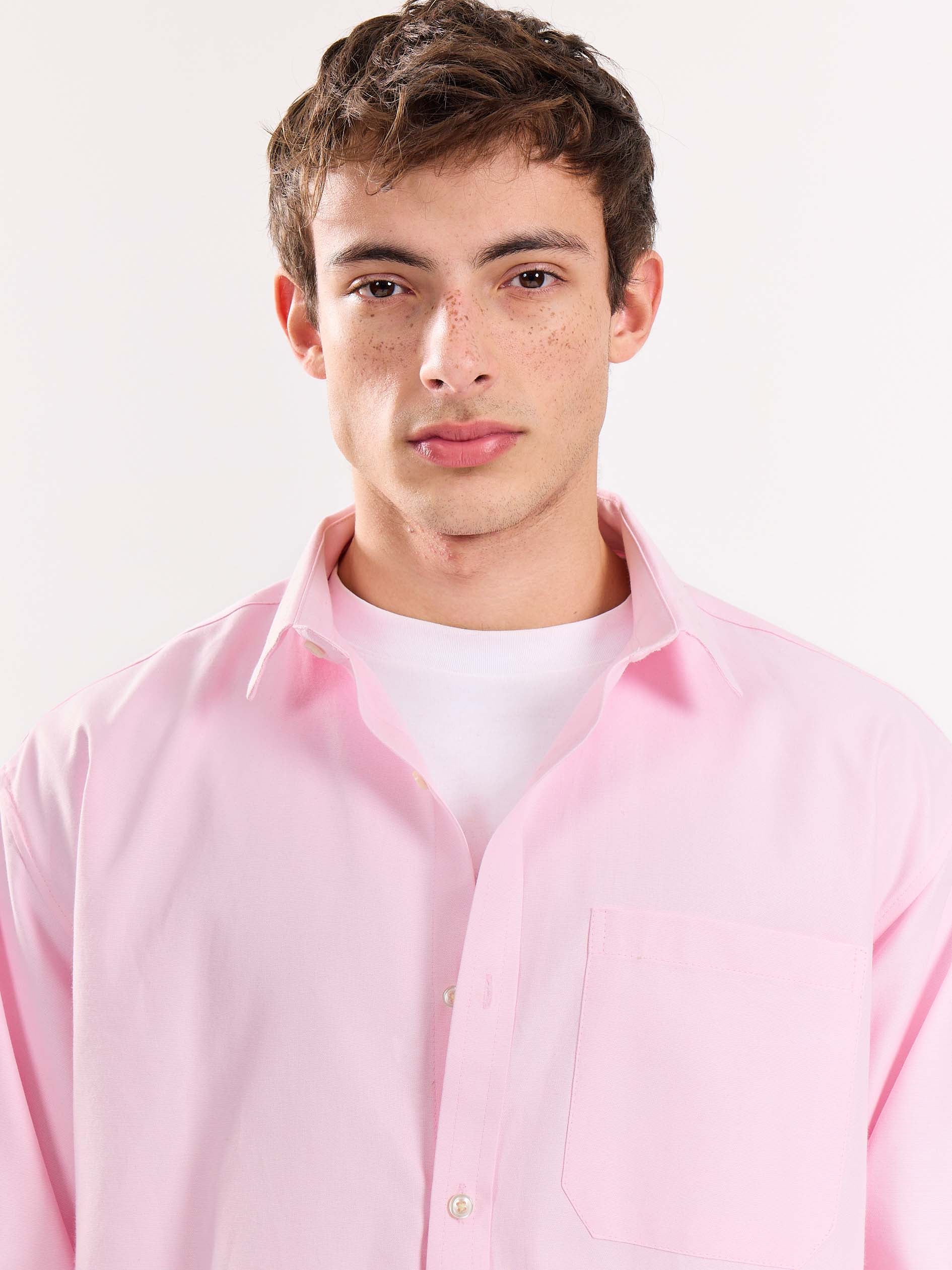 Pink Oversized Cropped Shirt - Image 6