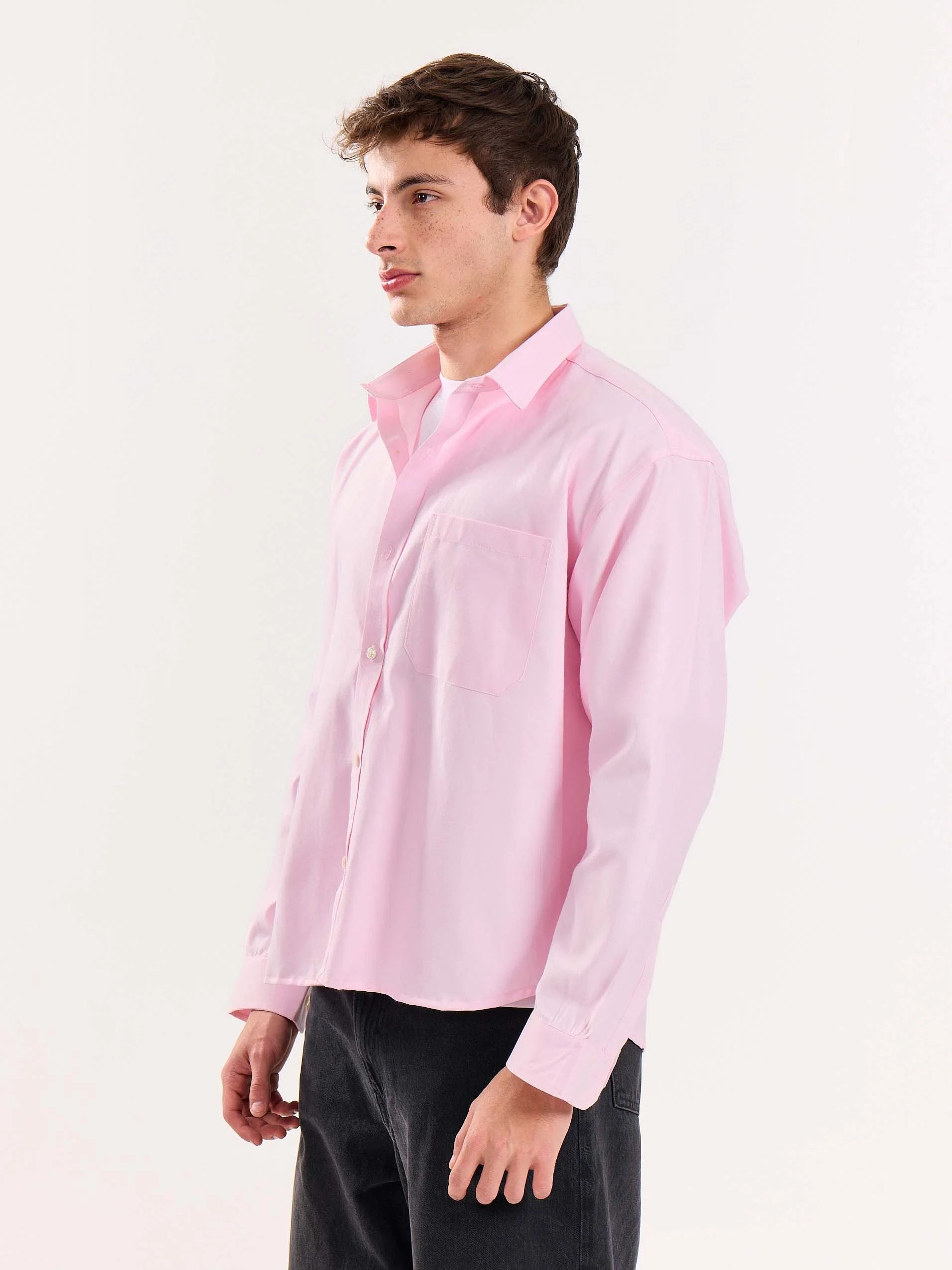 Pink Oversized Cropped Shirt - Image 7