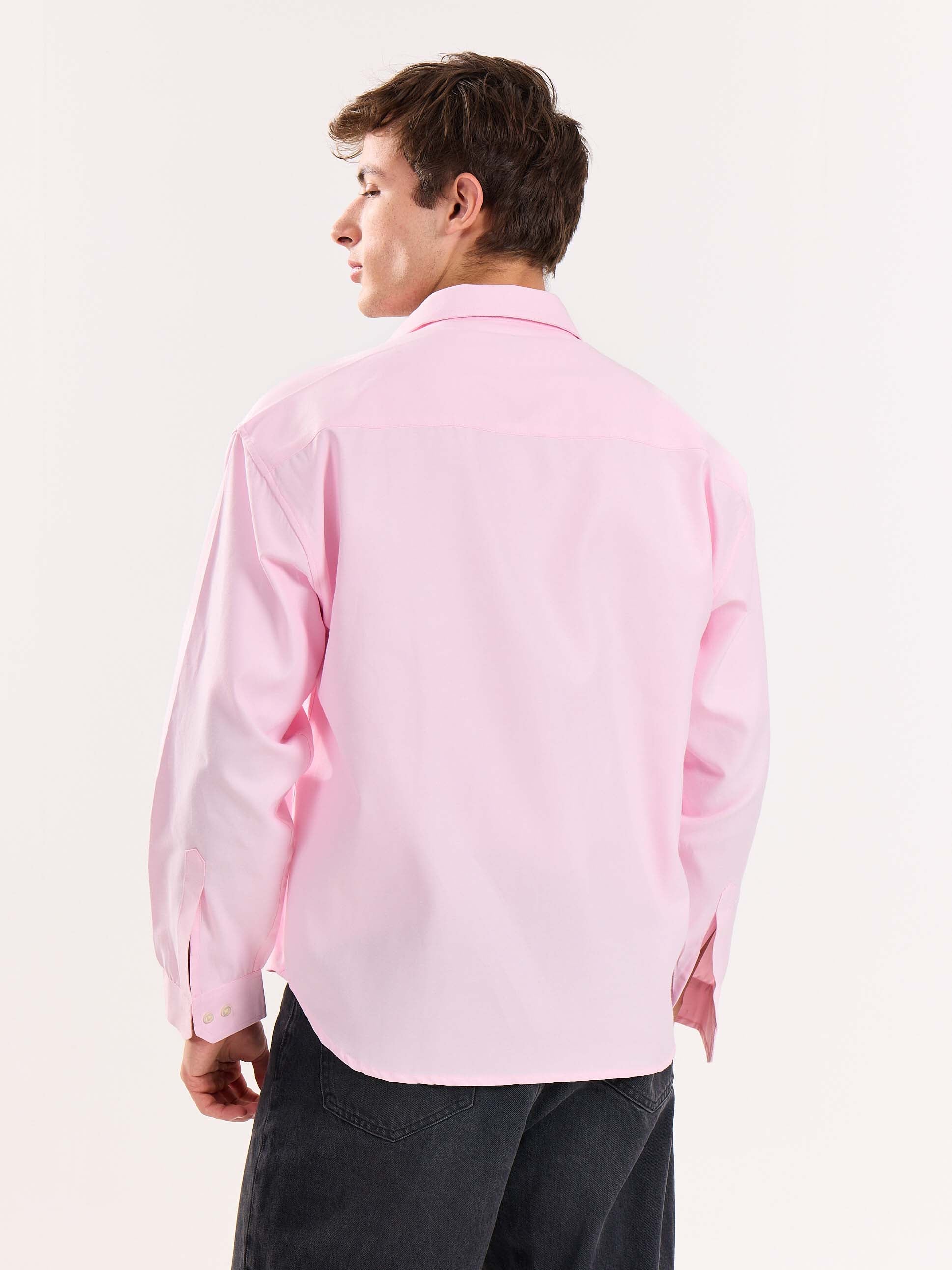 Pink Oversized Cropped Shirt - Image 8
