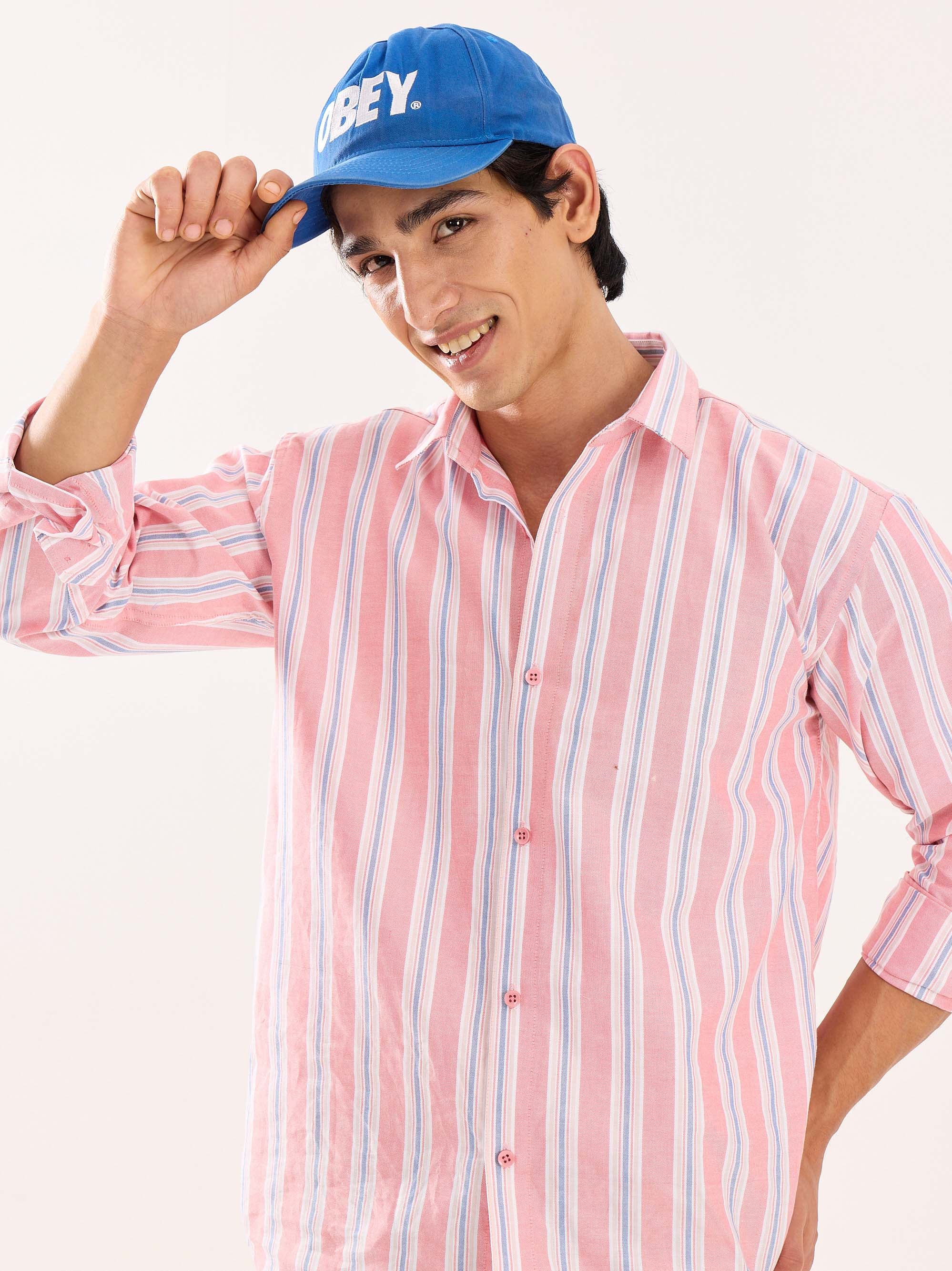 Peach Striped Oxford Shirt - Image 6