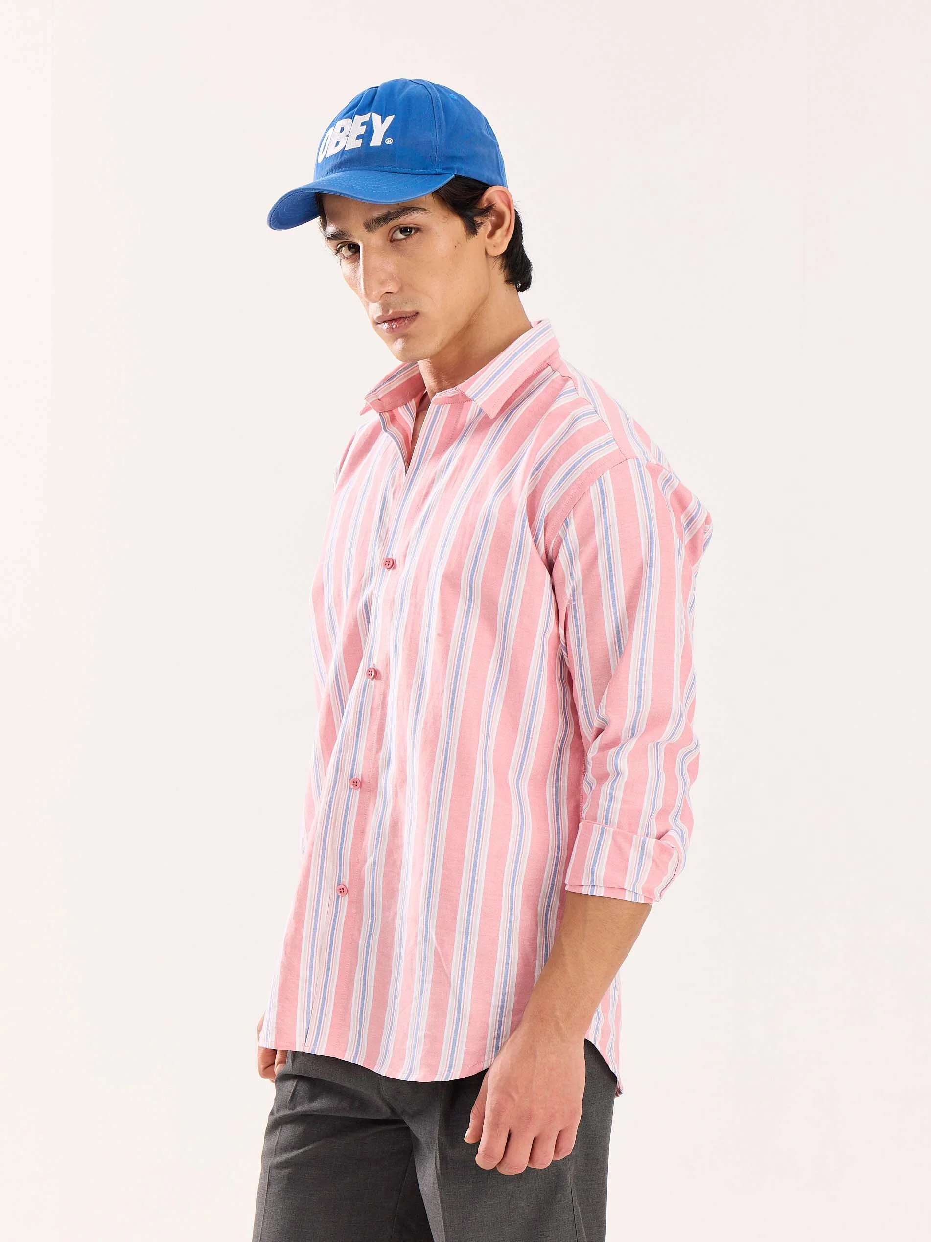 Peach Striped Oxford Shirt - Image 7