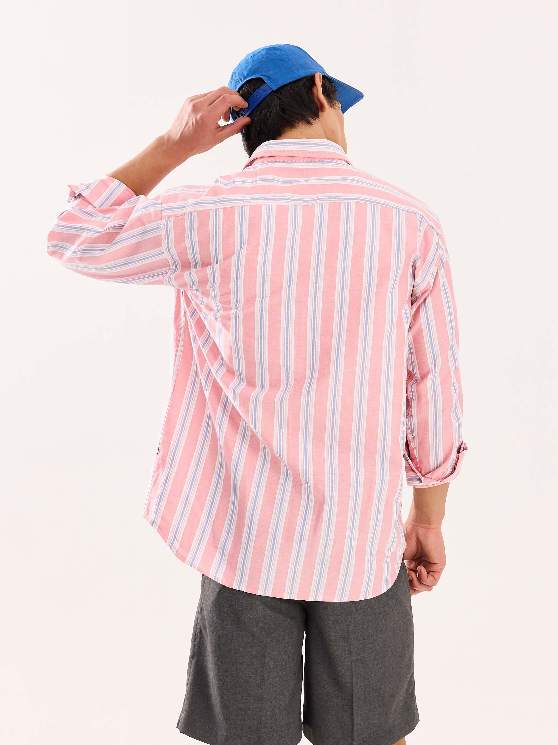 Peach Striped Oxford Shirt - Image 8