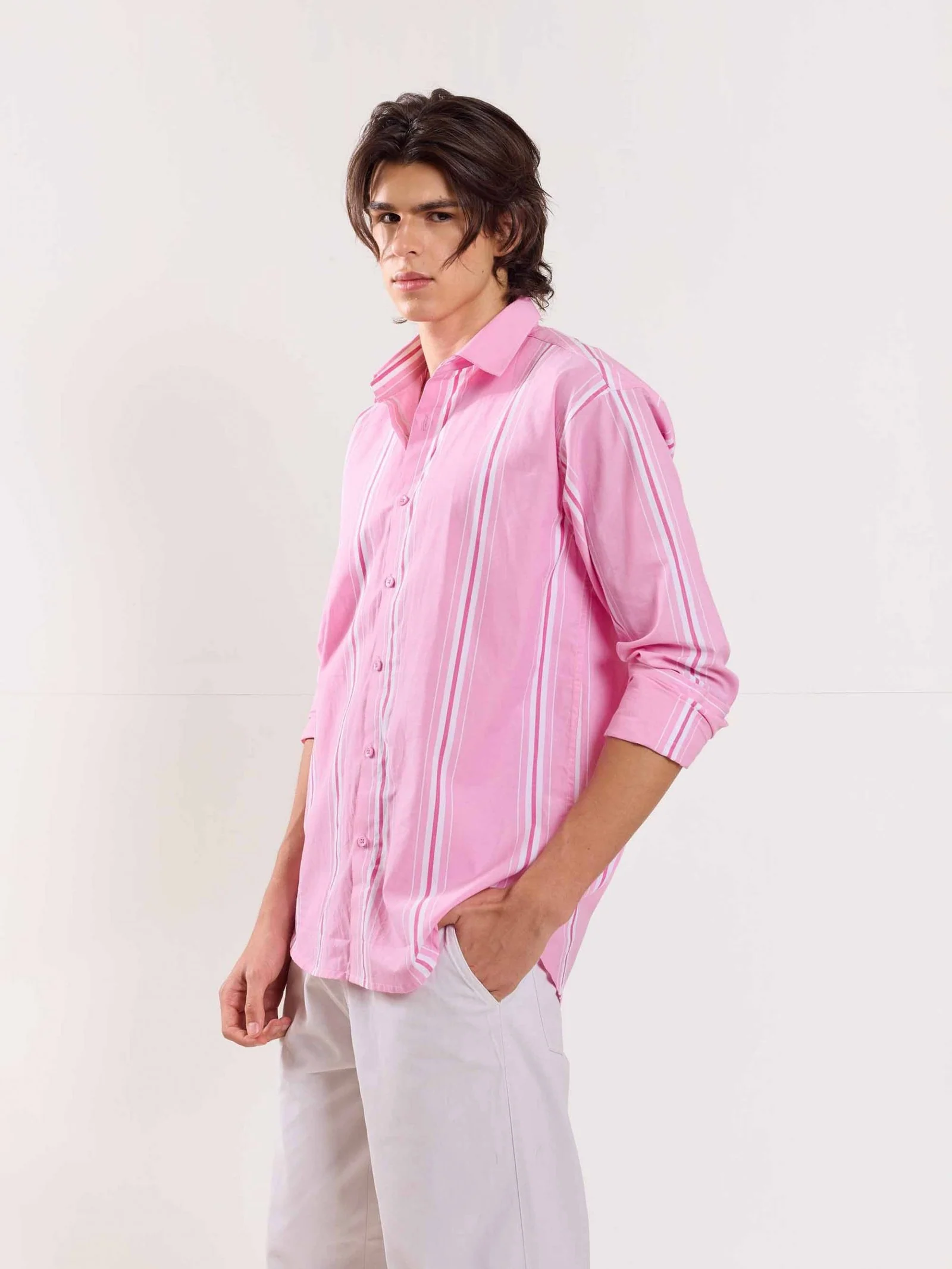 Pink Striped Poplin Shirt - Image 5