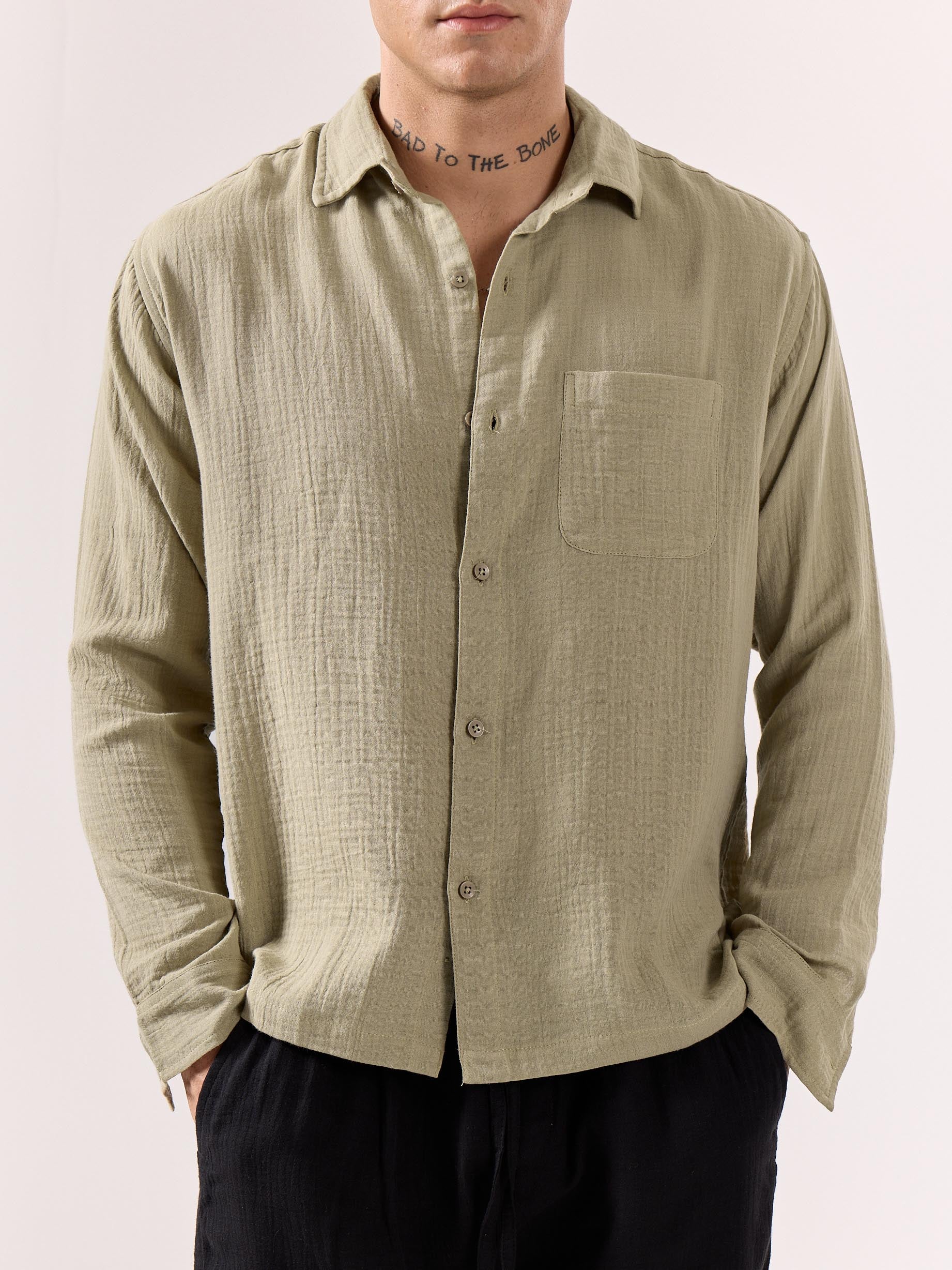 Pista Green Gauze Holiday Shirt - Image 3