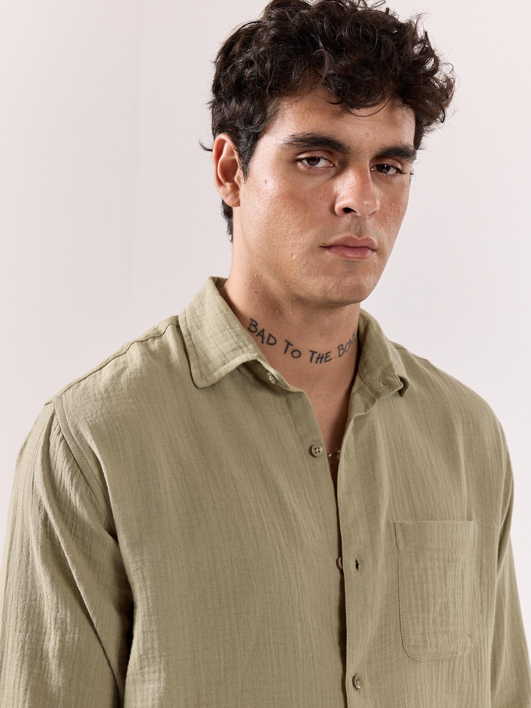 Pista Green Gauze Holiday Shirt - Image 4