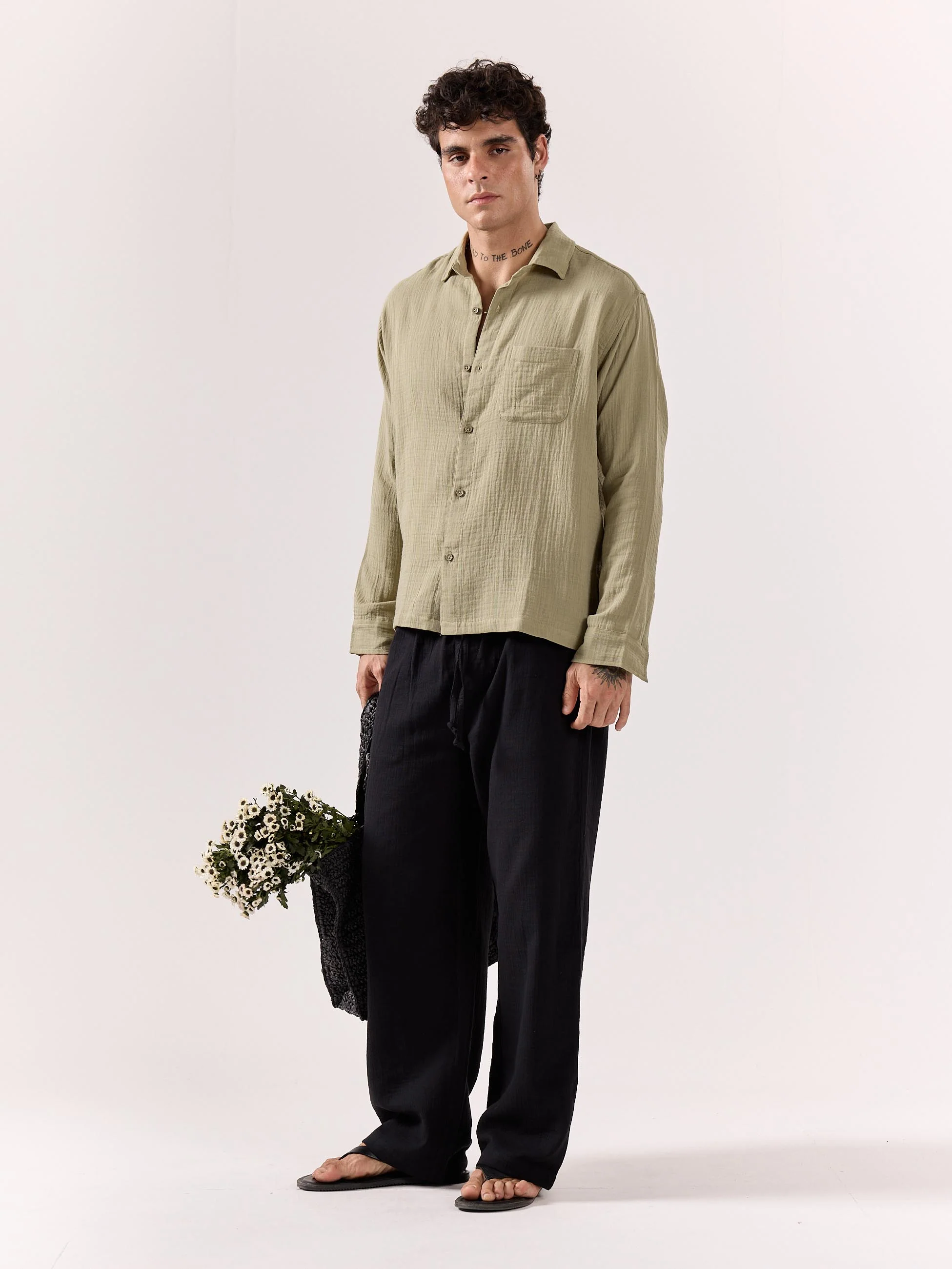 Pista Green Gauze Holiday Shirt - Image 5