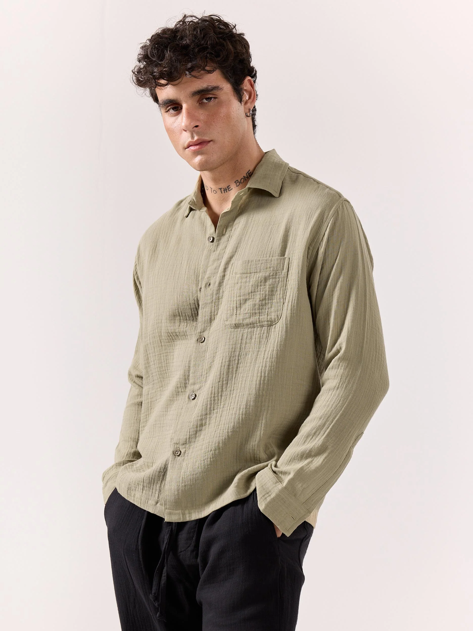 Pista Green Gauze Holiday Shirt - Image 6