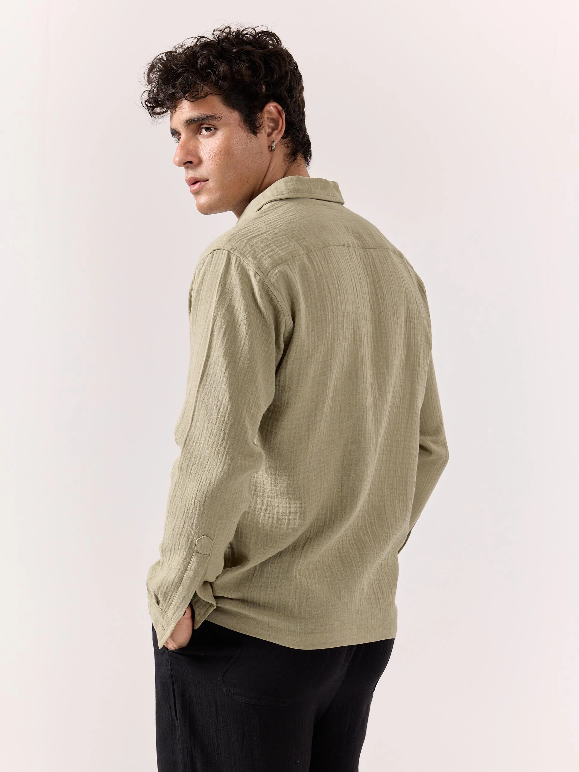 Pista Green Gauze Holiday Shirt - Image 7