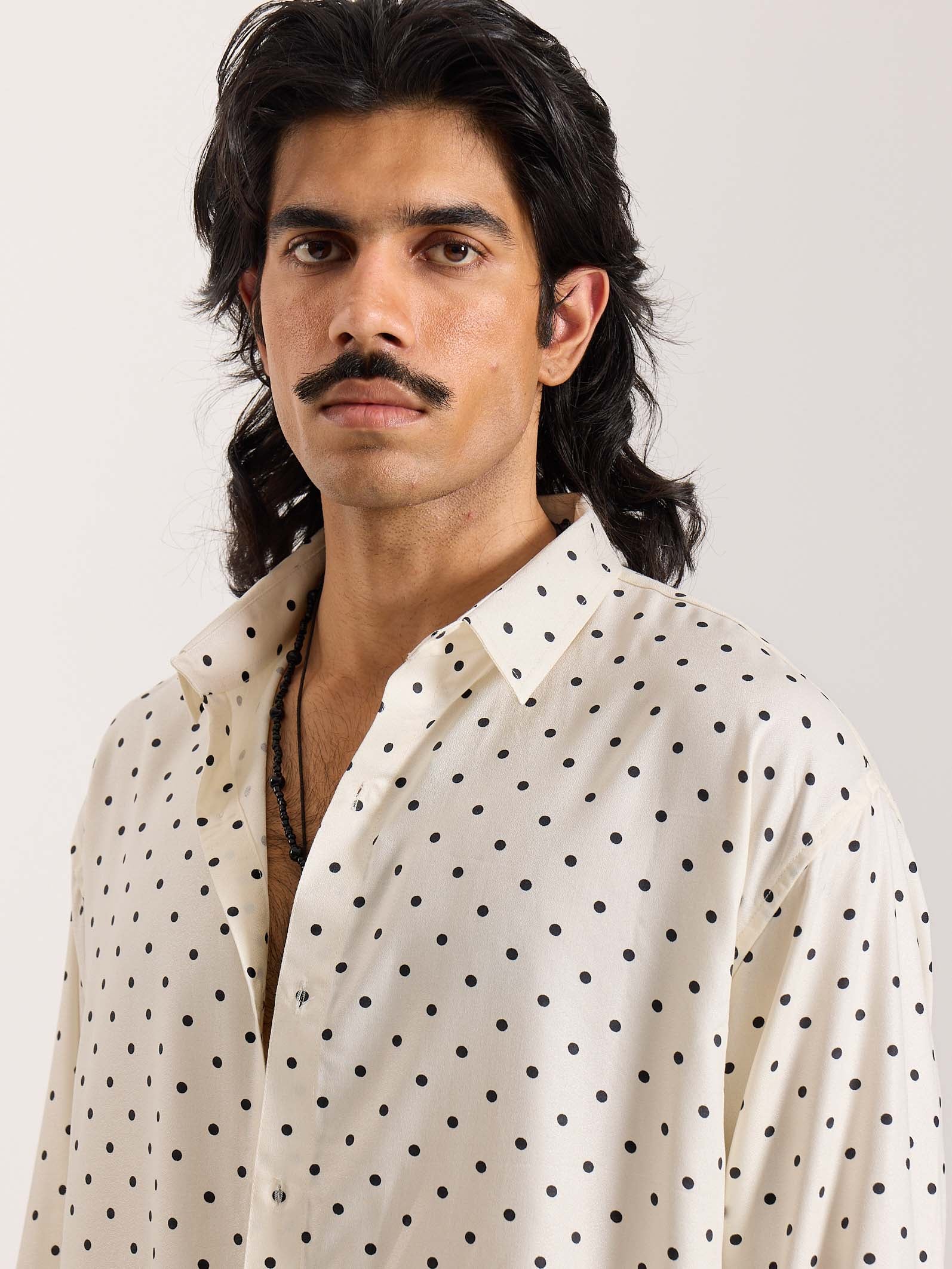 Polka Dot Oversized Cropped Shirt - Image 5