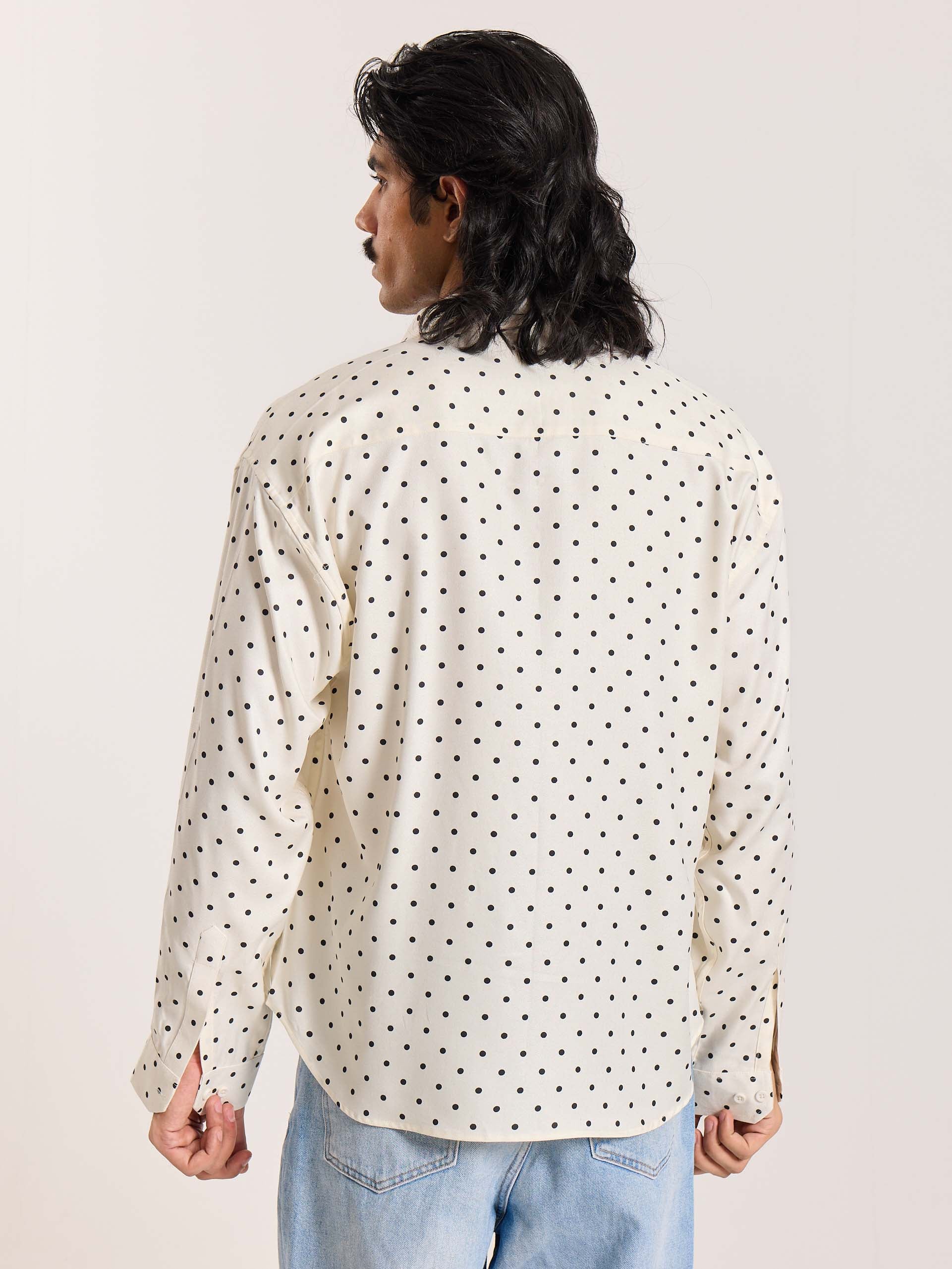 Polka Dot Oversized Cropped Shirt - Image 8