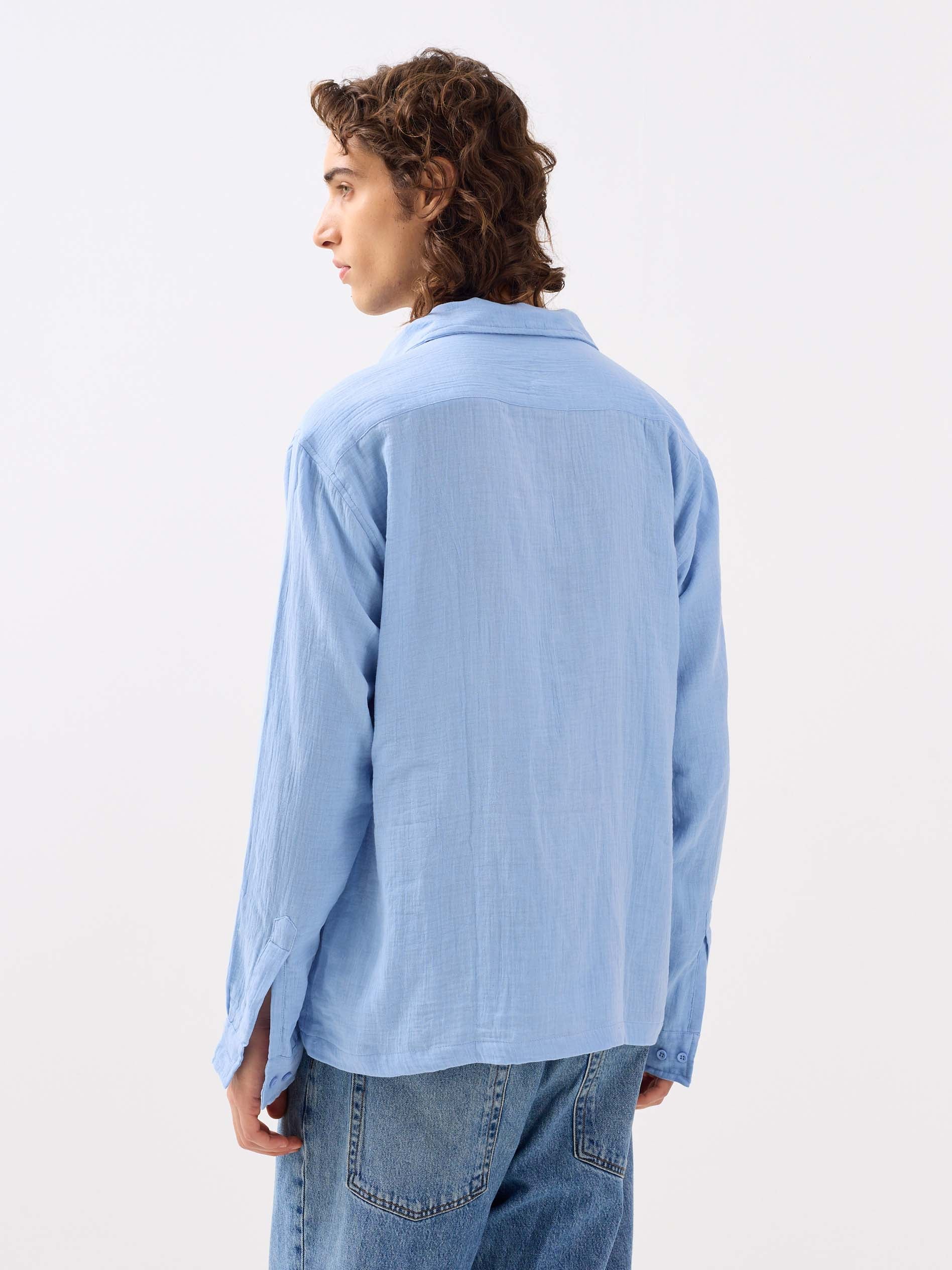 Powder Blue Gauze Holiday Shirt - Image 7