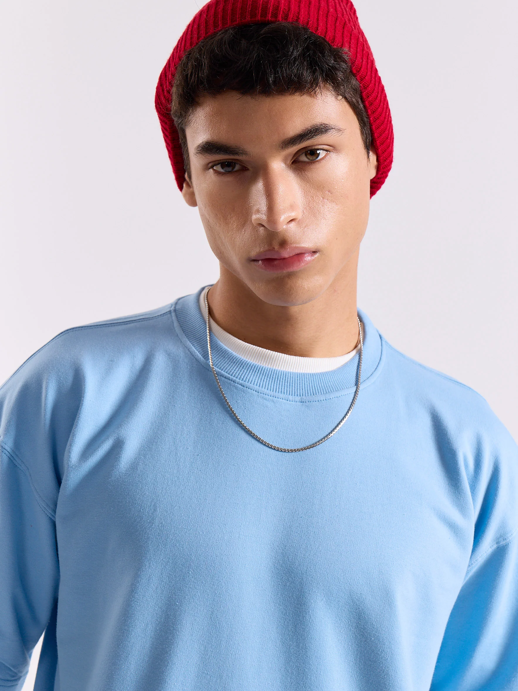 Powder Blue Loose Fit Cropped T-Shirt - Image 5