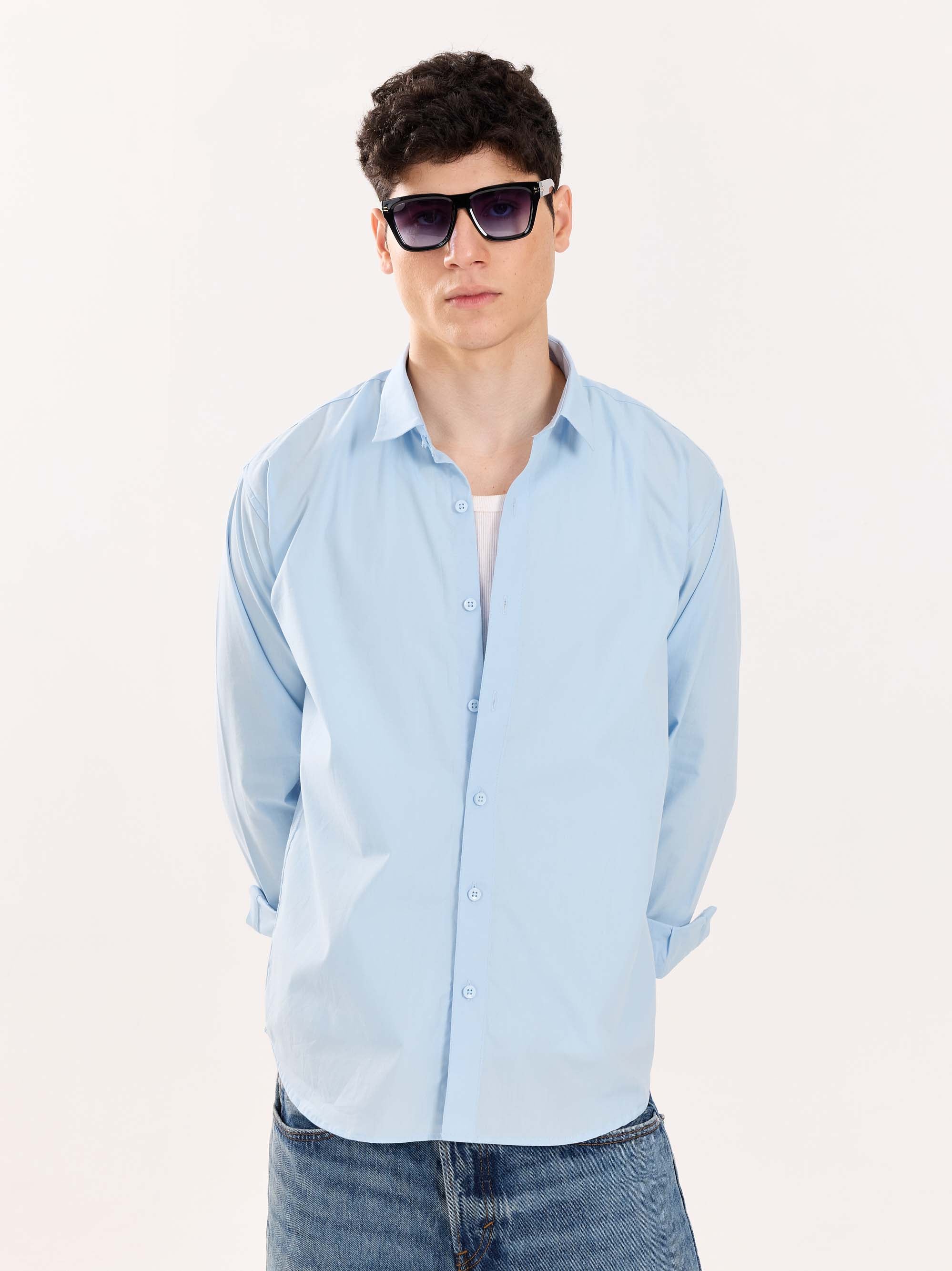 Powder Blue Poplin Shirt - Image 2