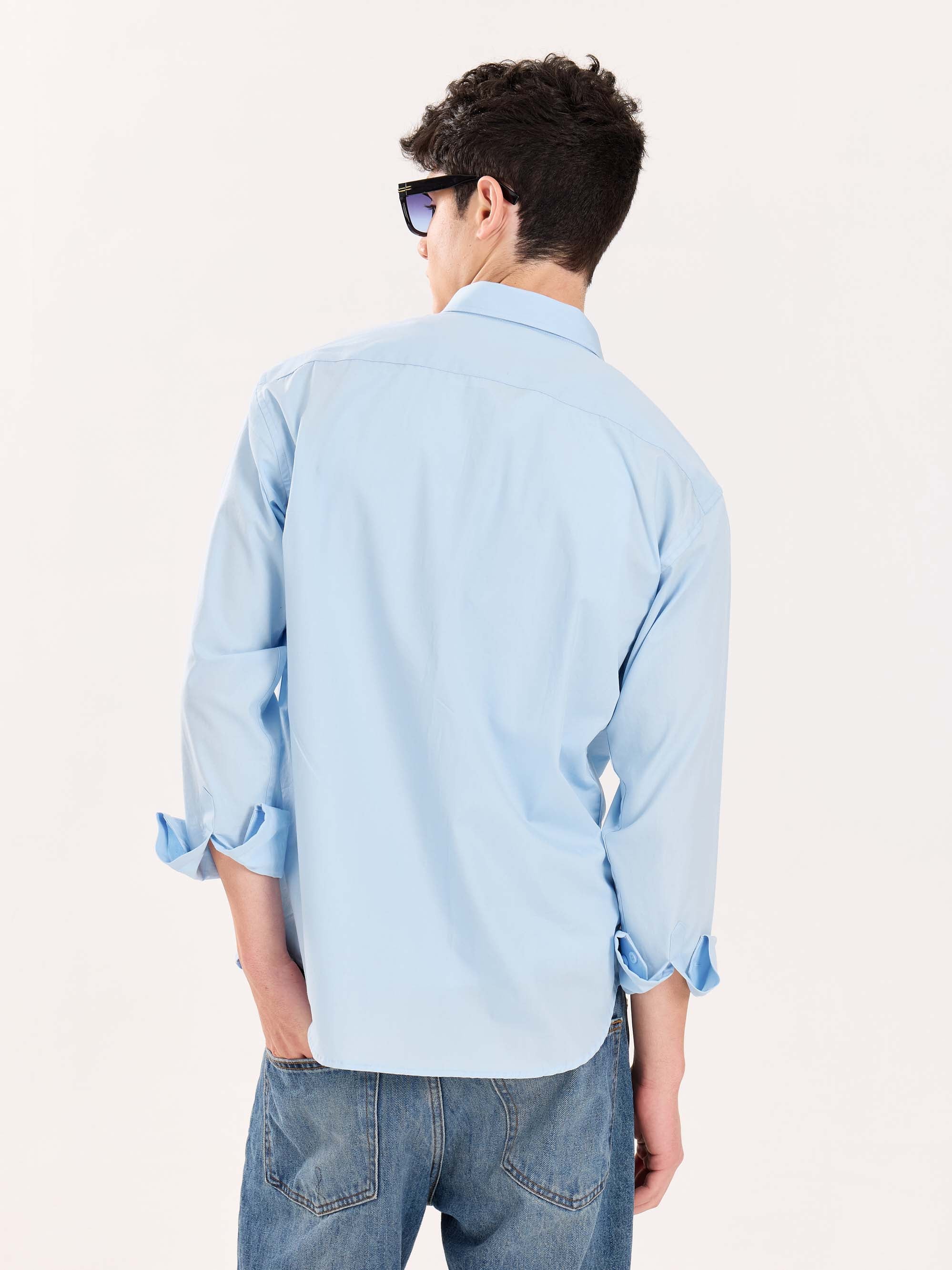 Powder Blue Poplin Shirt - Image 8