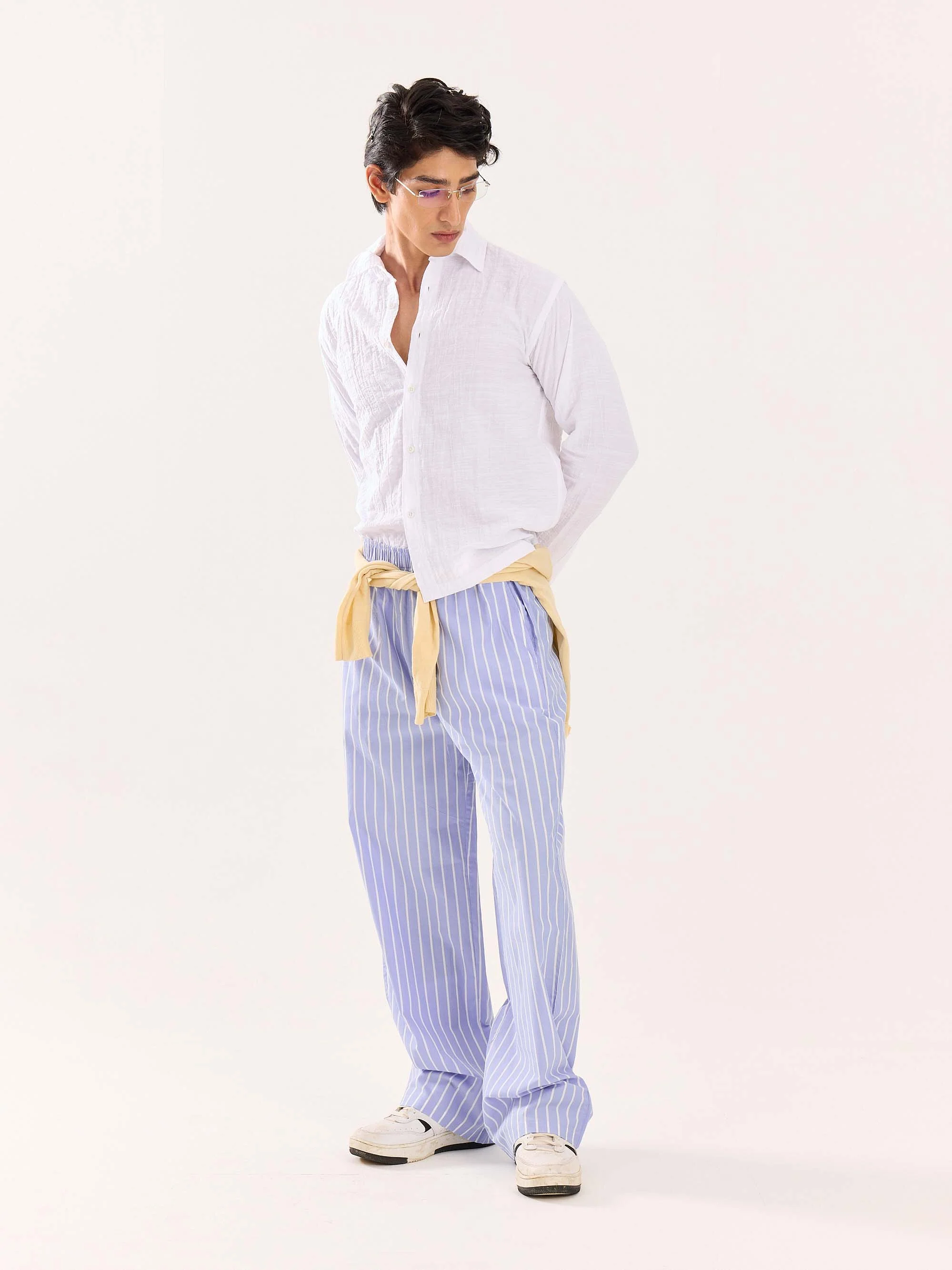 Powder Blue Striped Poplin Pull-on Pants - Image 7