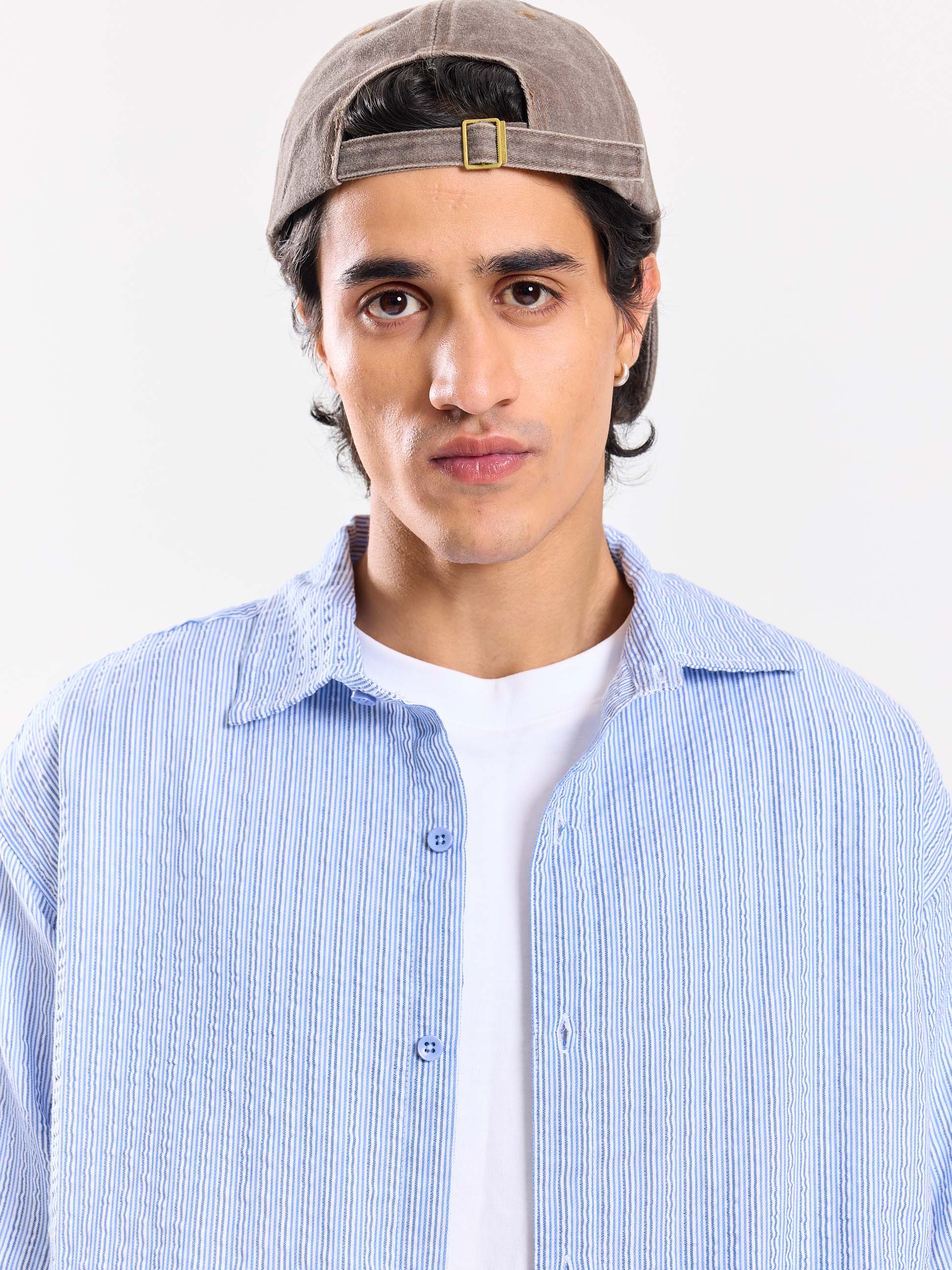 Powder Blue Striped Seersucker Shirt - Image 3