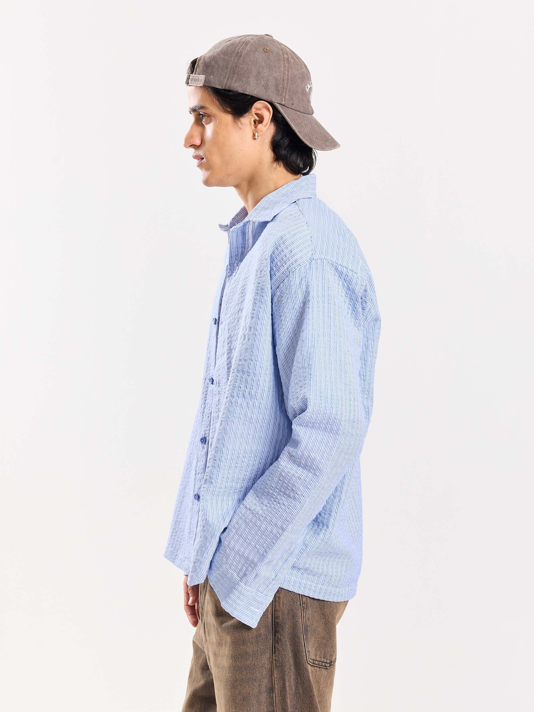Powder Blue Striped Seersucker Shirt - Image 5