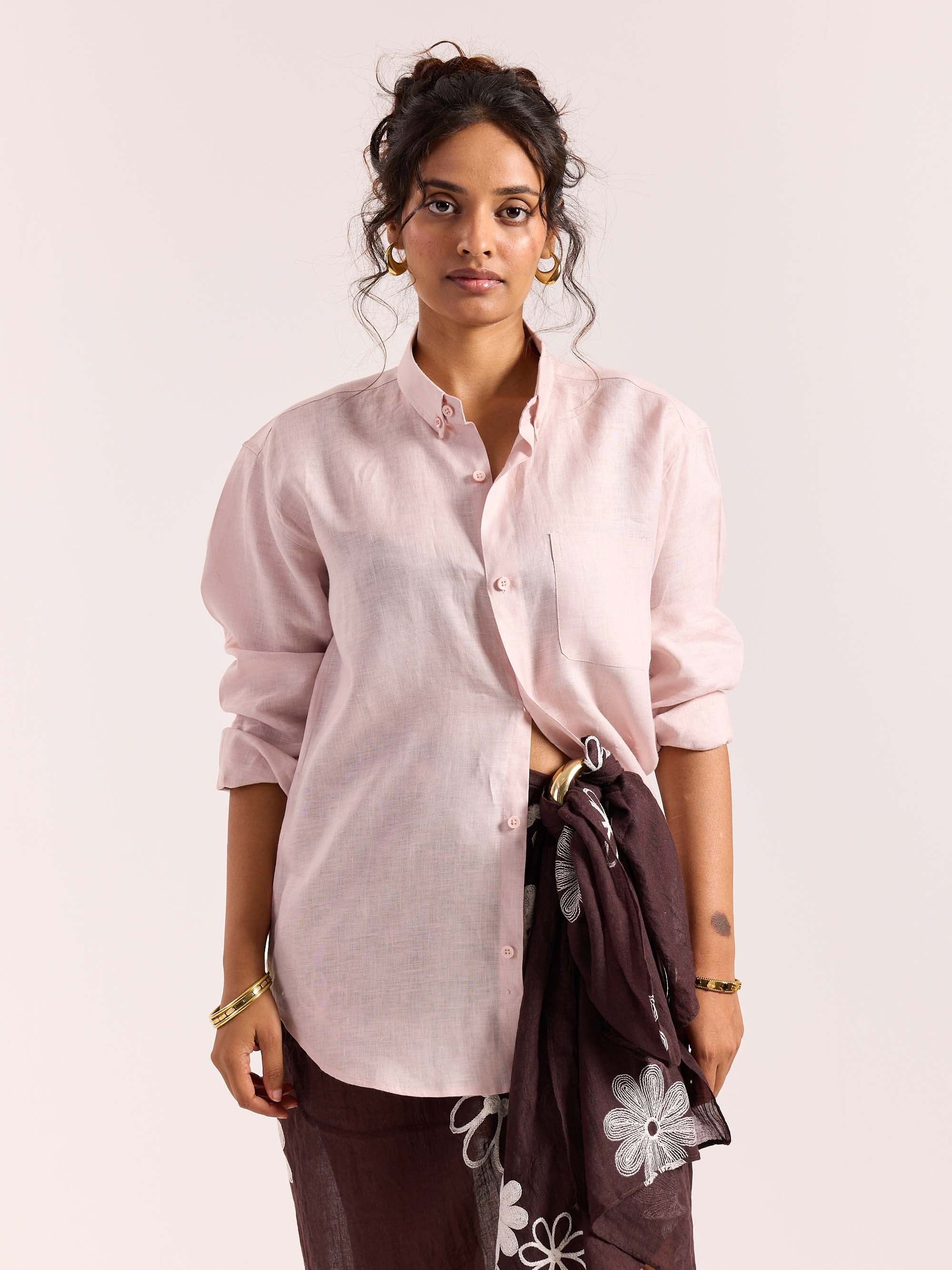 Powder Pink 60s Lea Linen Shirt ( Pre-Order ) - Image 4
