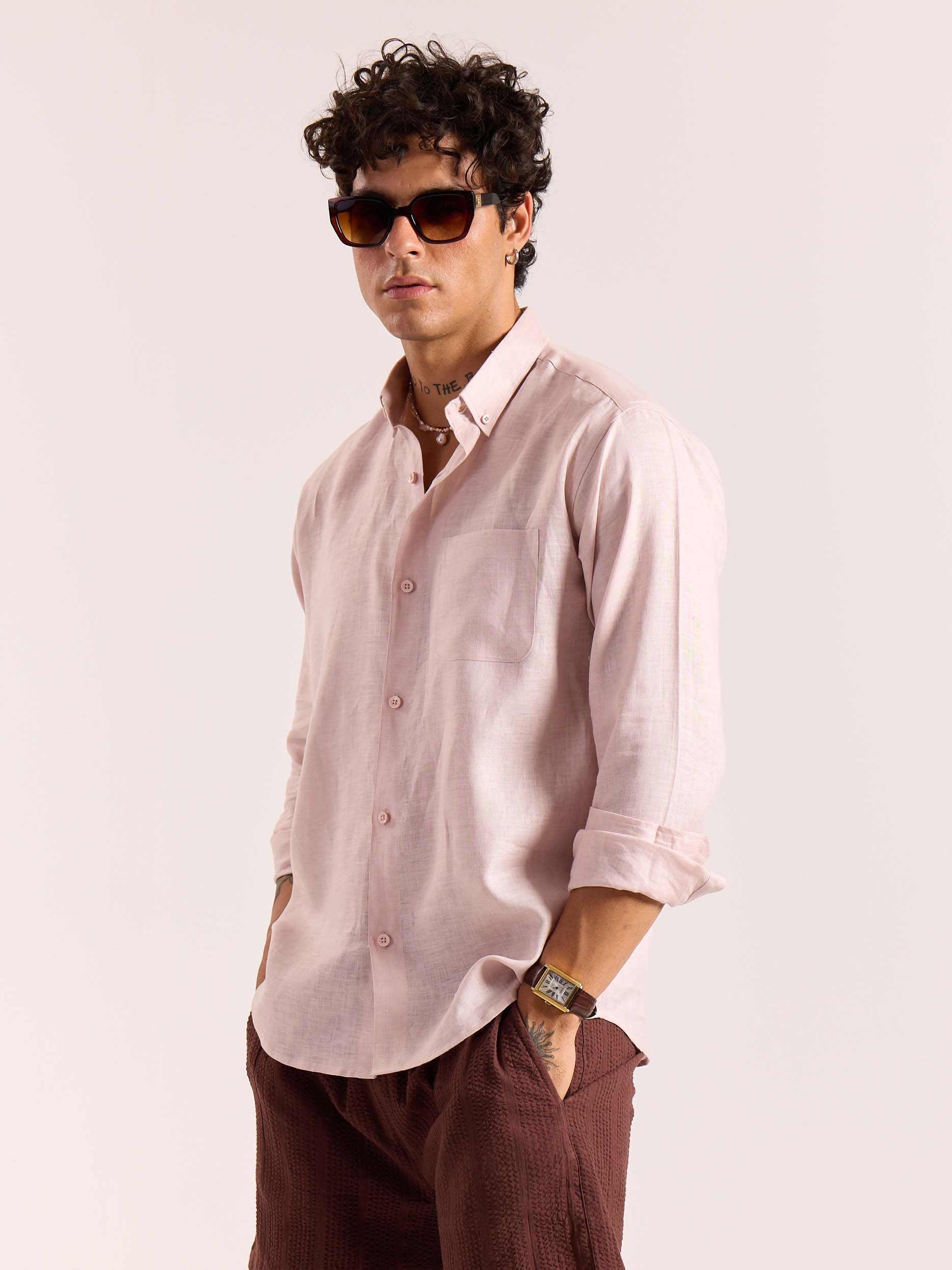 Powder Pink 60s Lea Linen Shirt ( Pre-Order ) - Image 7