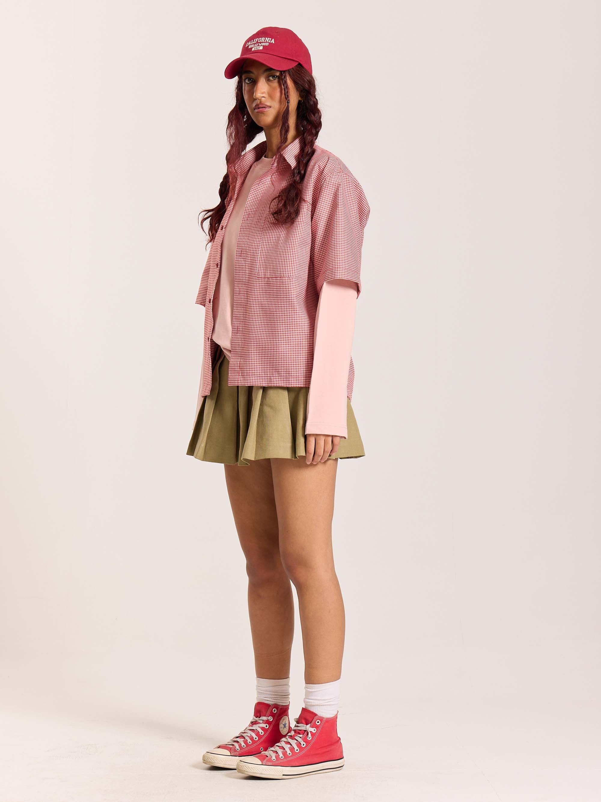 Red Checkered Cropped Shirt - Image 7