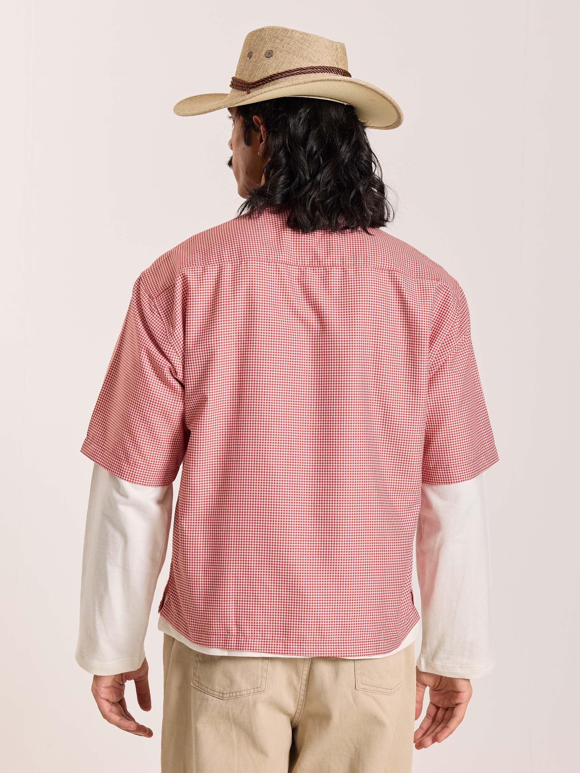 Red Checkered Cropped Shirt - Image 8