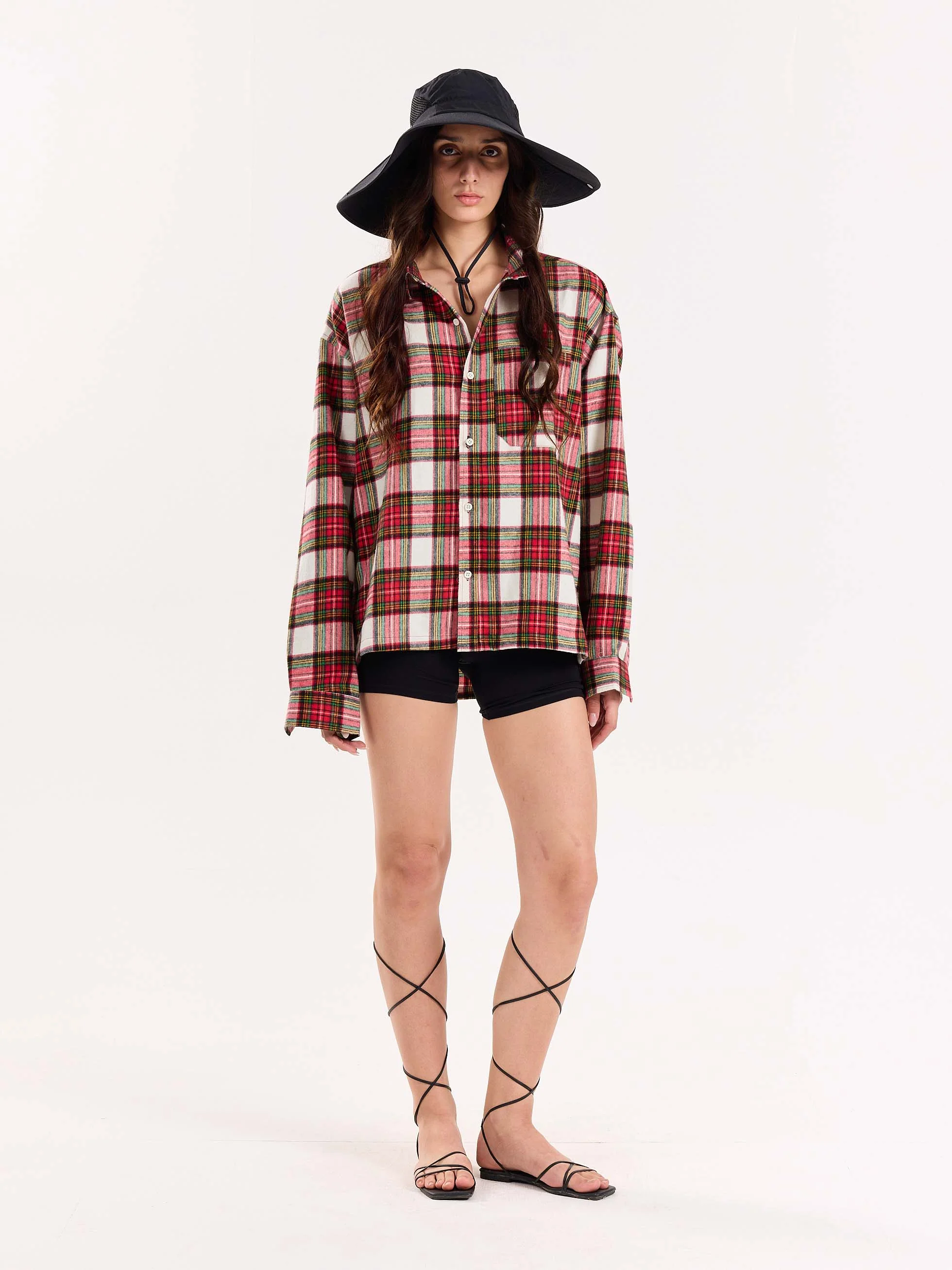 Red Checkered Flannel Overshirt - Image 3
