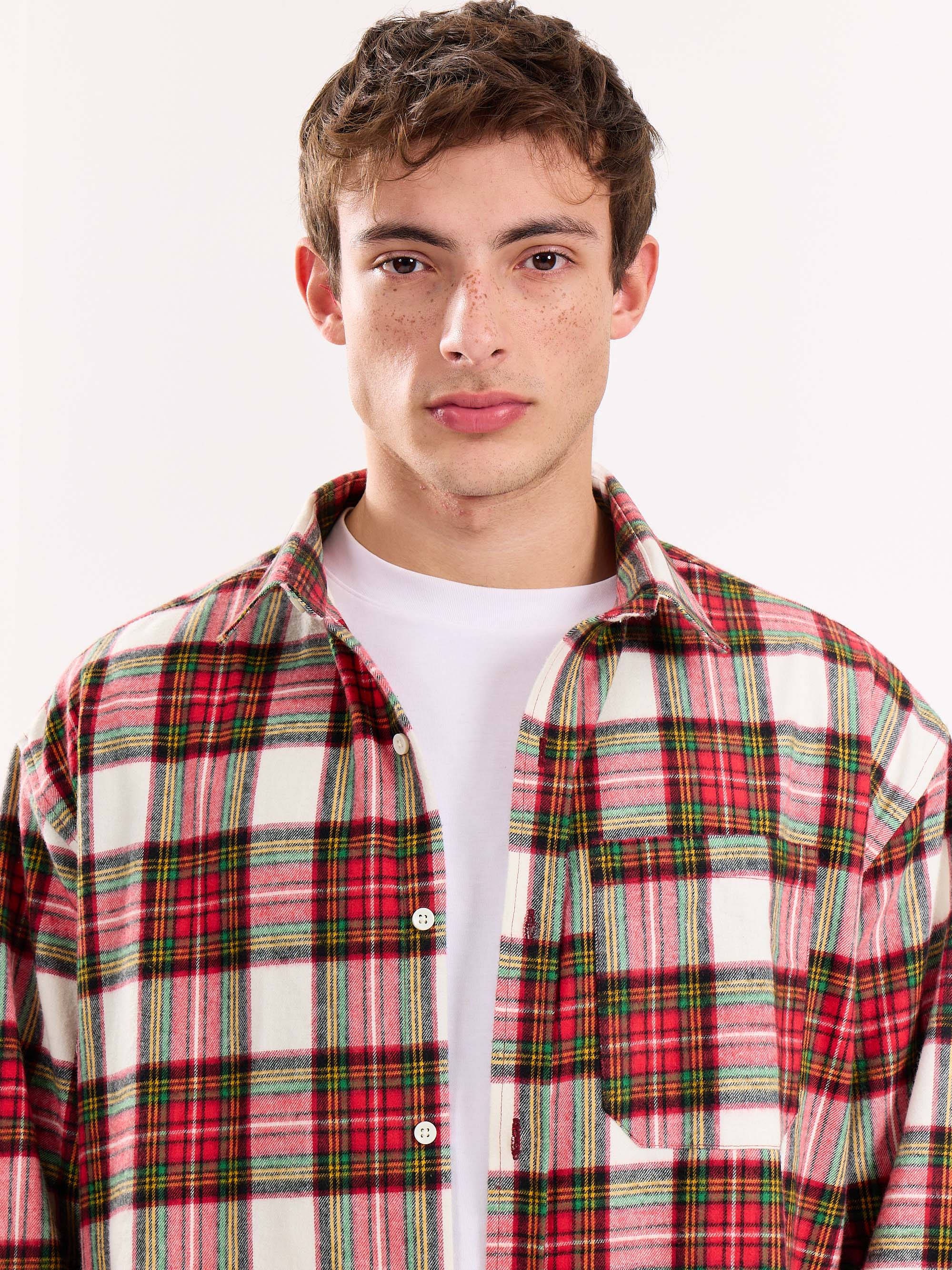 Red Checkered Flannel Overshirt - Image 5