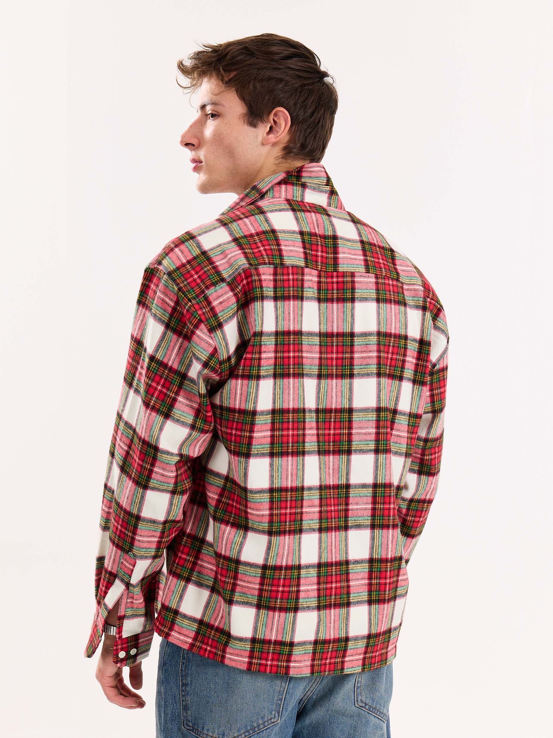 Red Checkered Flannel Overshirt - Image 8