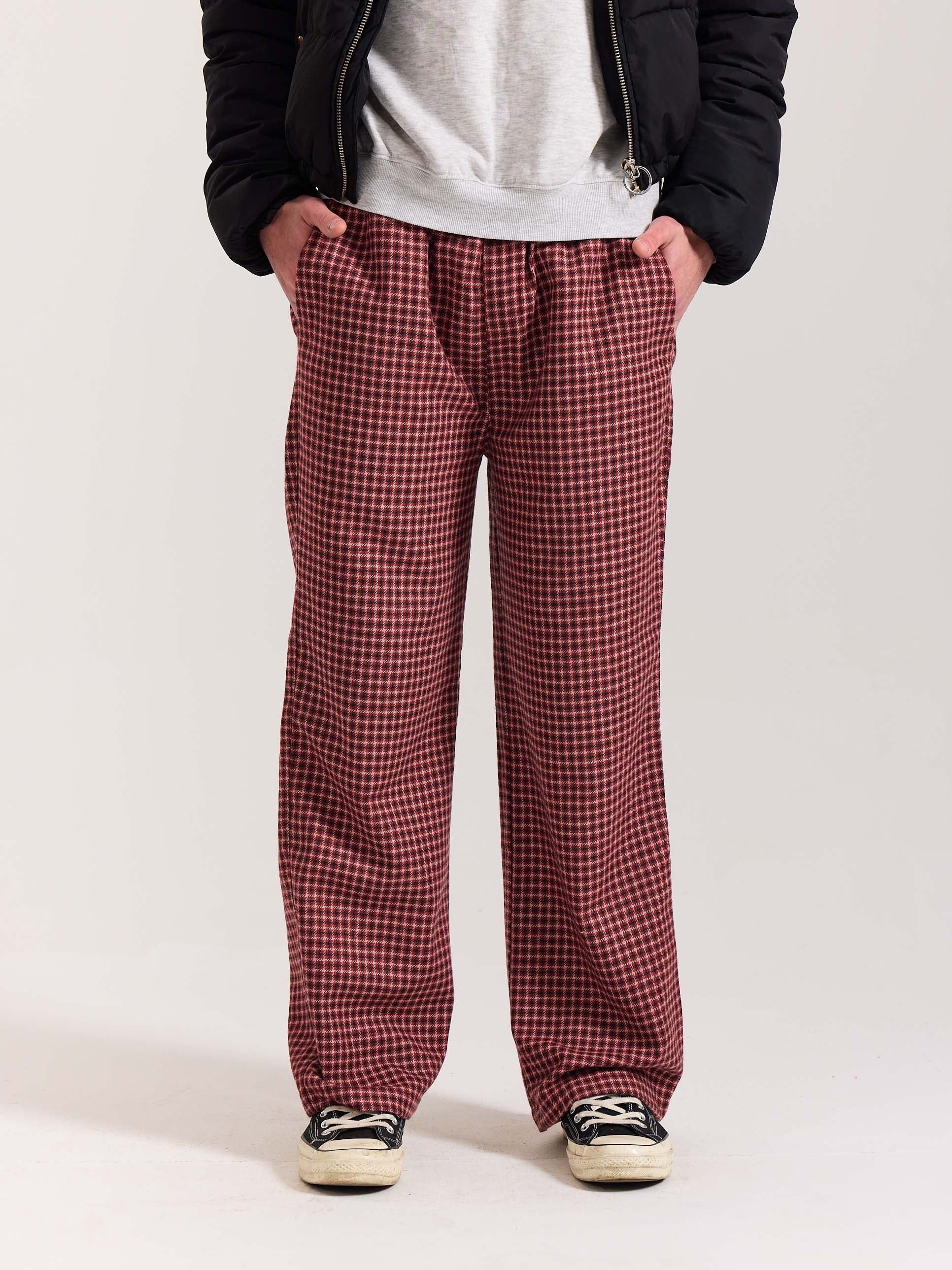 Red Checkered Woolen Pants - Image 3