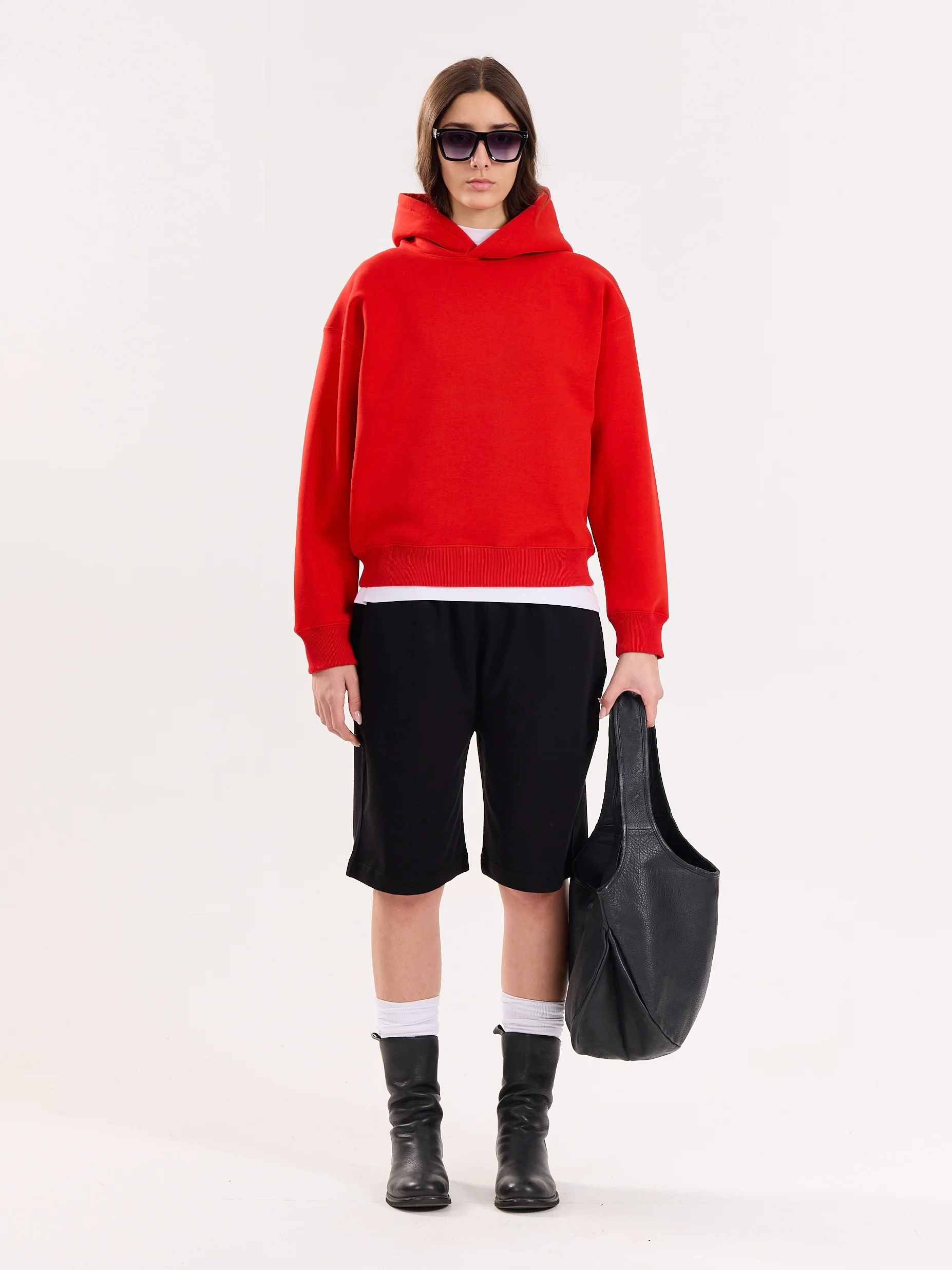 Red Cropped Fit Hoodie - Image 3