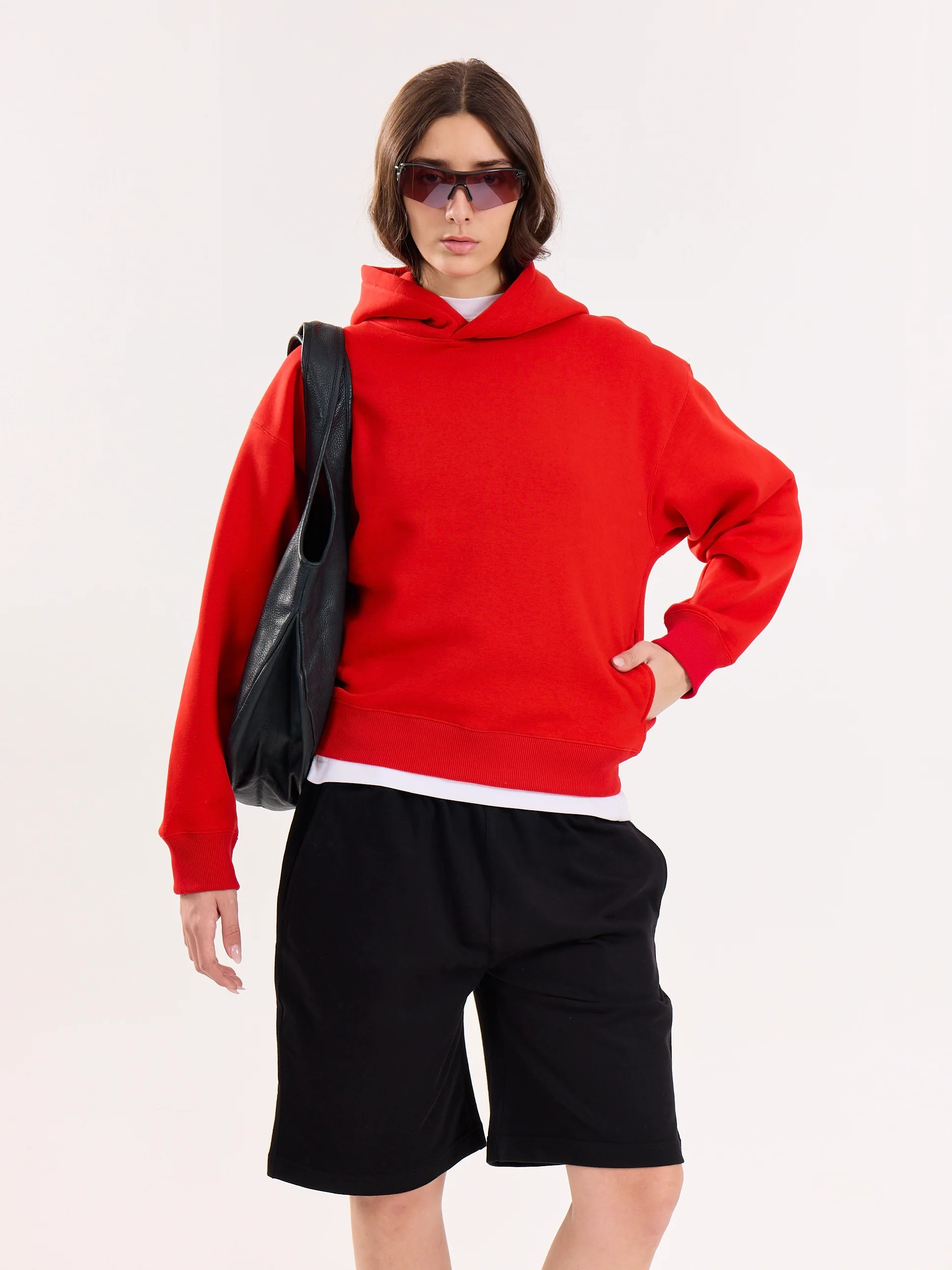 Red Cropped Fit Hoodie - Image 4