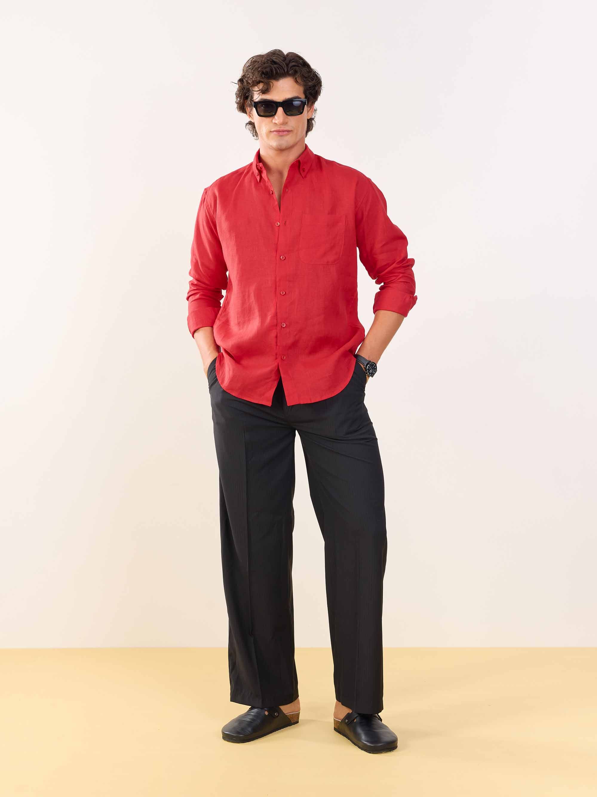 Red Irish Linen Shirt - Image 2