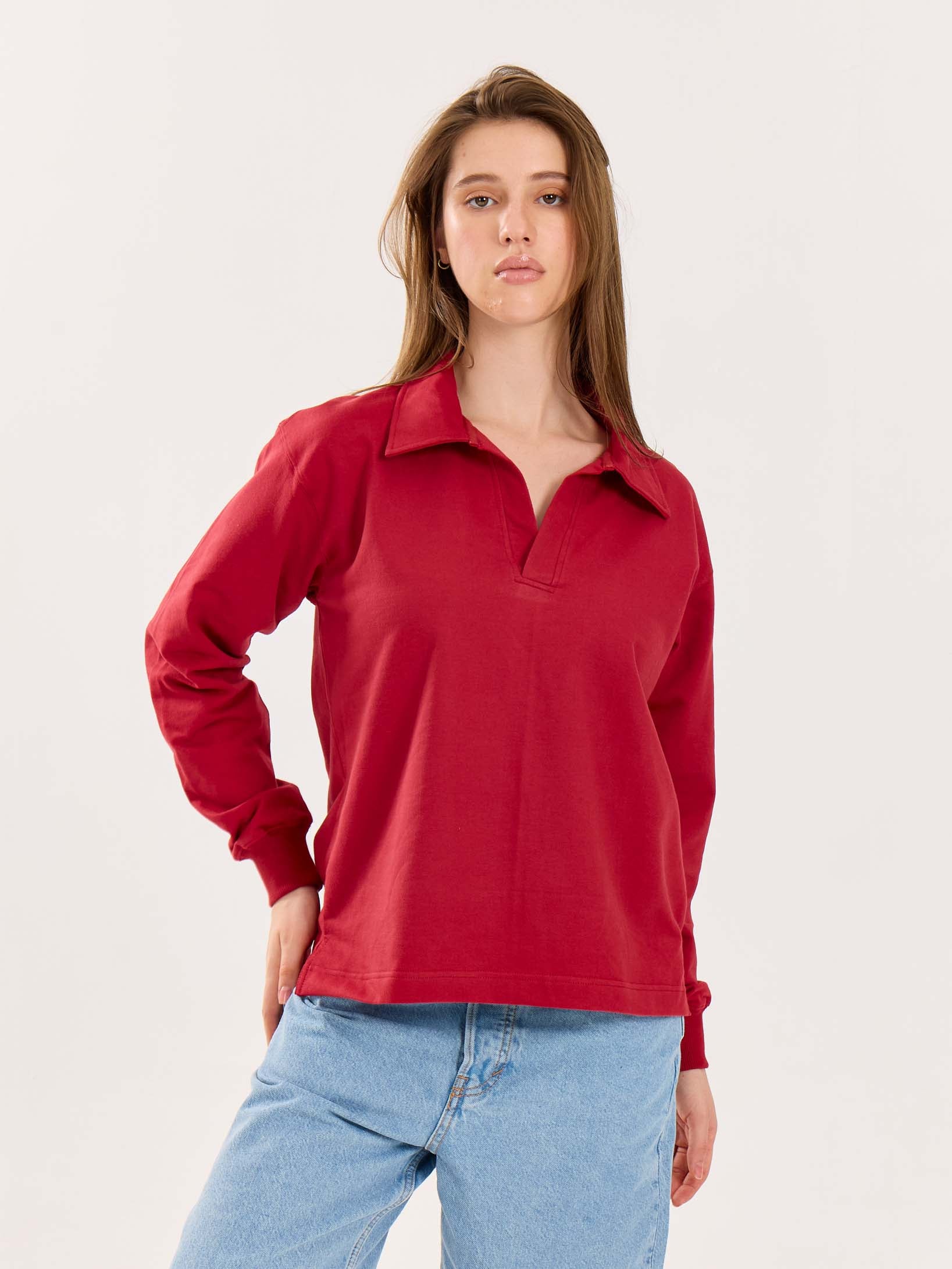 Red Terry Polo Tee - Image 4