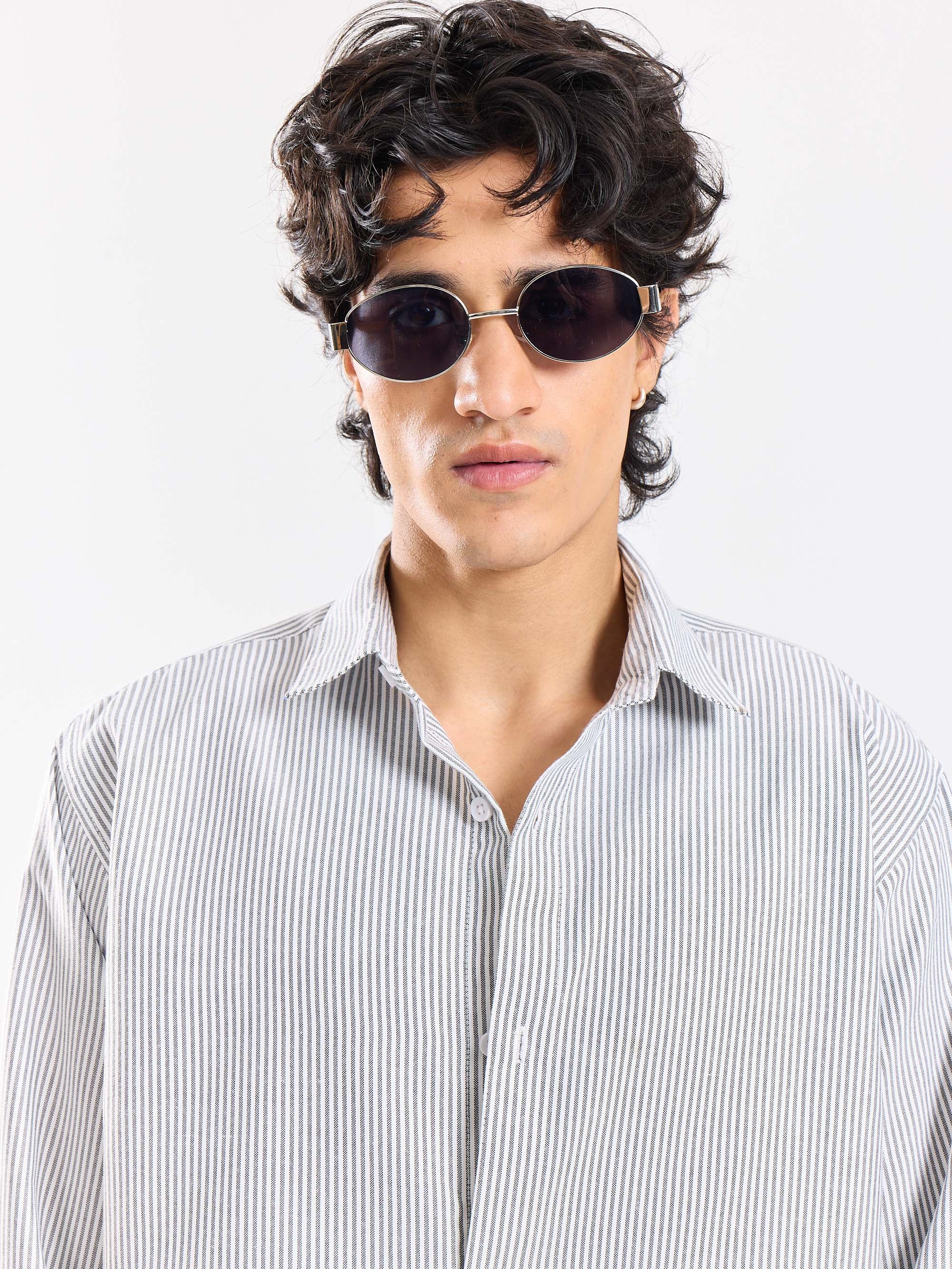 Relaxed Fit Black Striped Shirt - Image 3